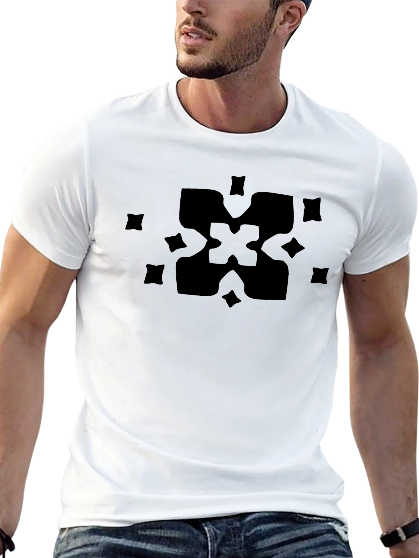 Abstract Geometric Pattern Black T-Shirt