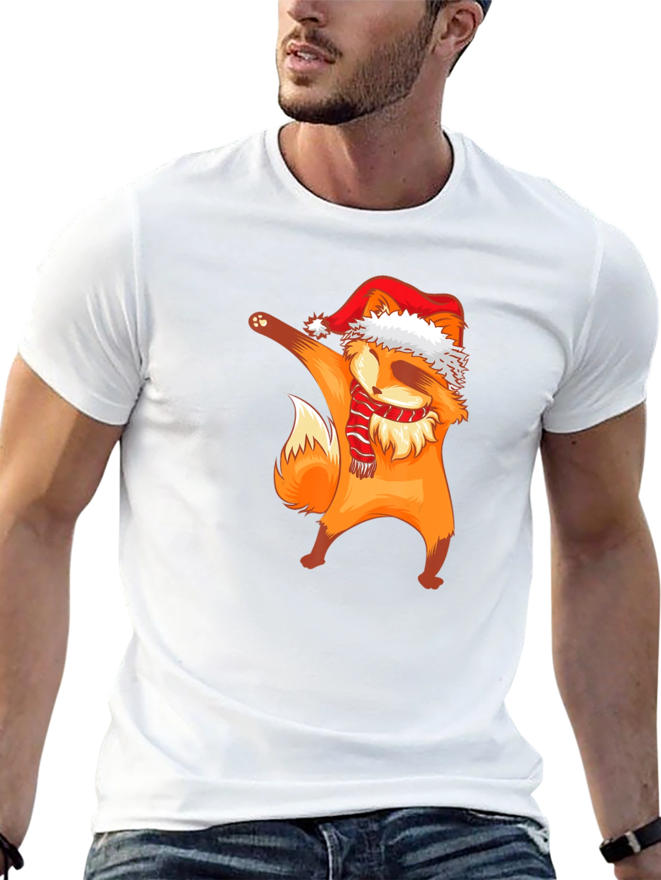 Dabbing Fox Christmas Graphic T-Shirt
