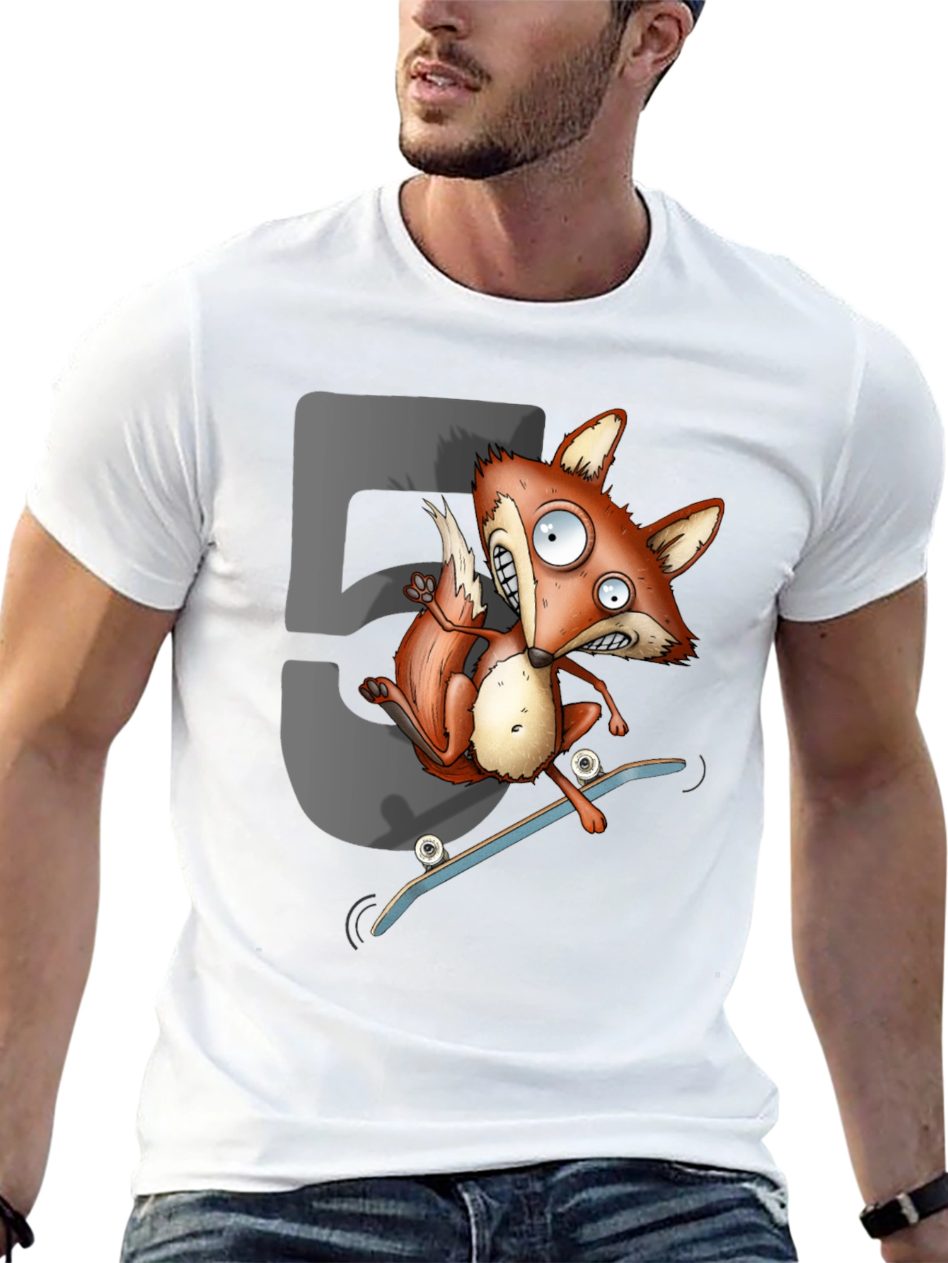 Skateboarding Fox Graphic T-Shirt - Cool Cartoon Tee