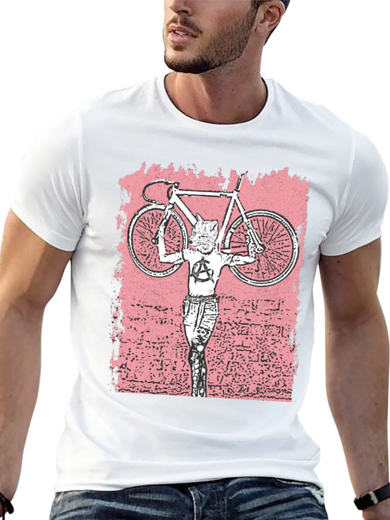 Anarchy Cat Bicycle Black Graphic Tee