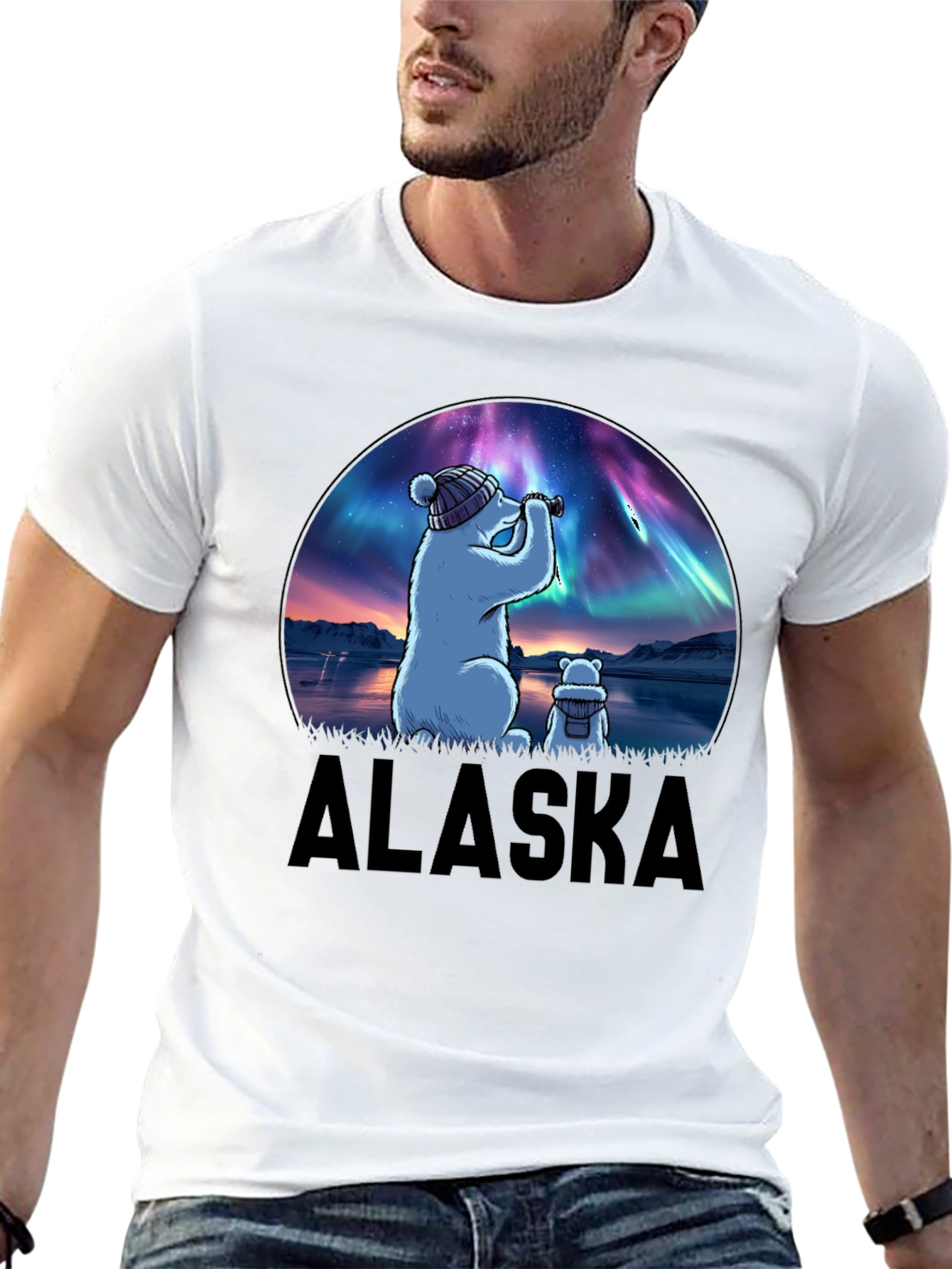 Alaska Northern Lights Bear T-Shirt