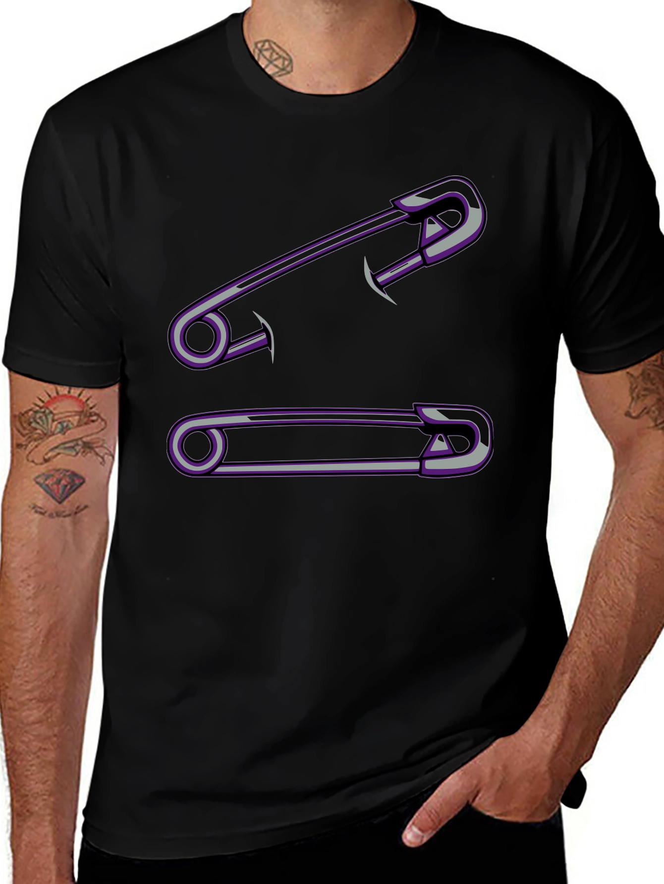 Safety Pin Graphic Tee - Bold Style