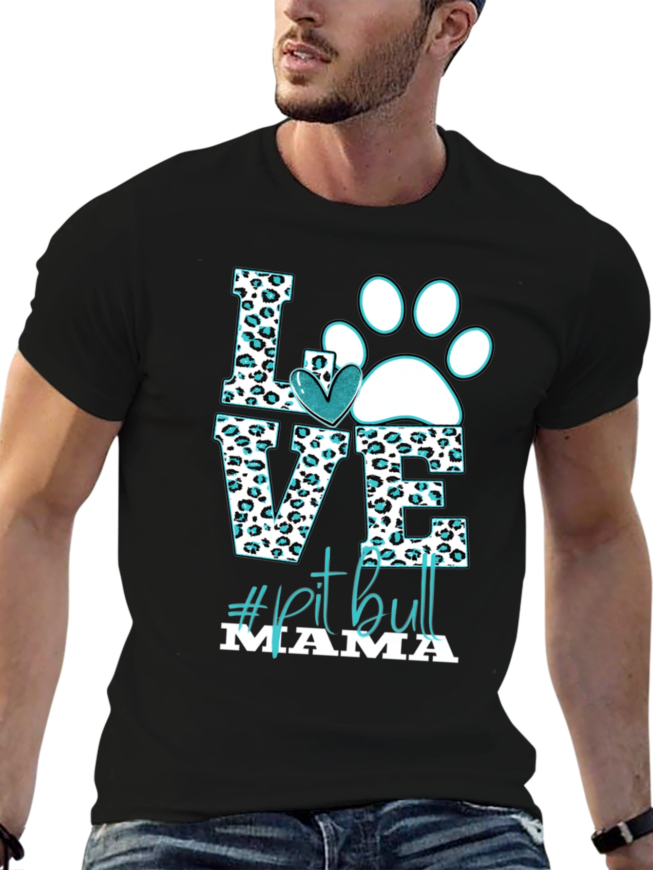 Love Pitbull Mama Graphic T-Shirt