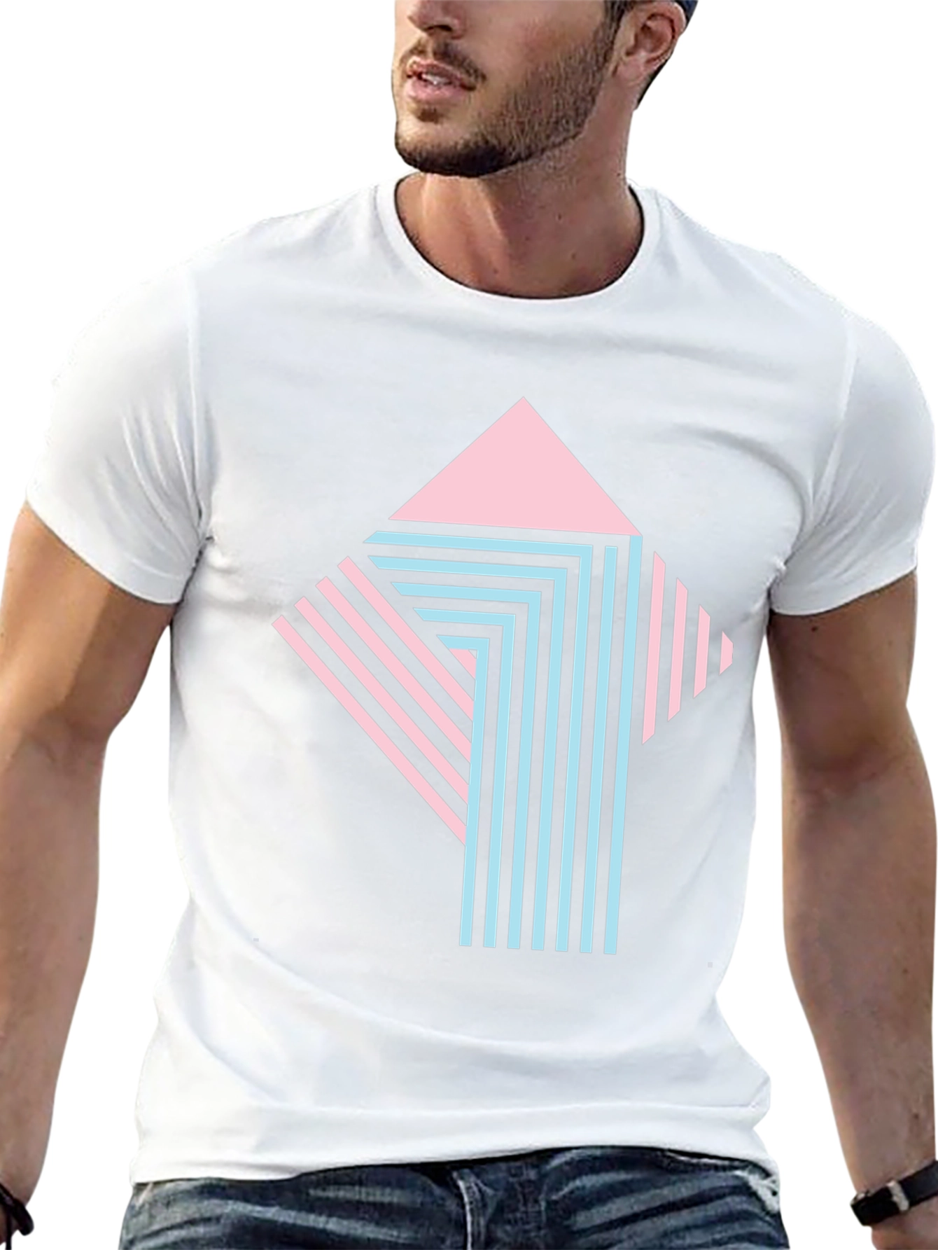 Retro Graphic Print Tee - Stylish Geometric Design