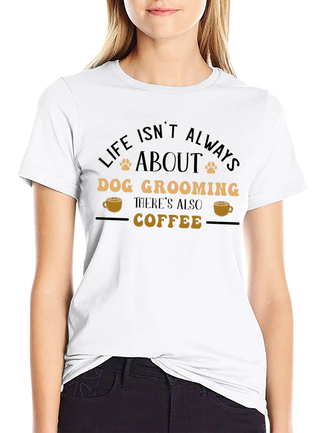 Dog Grooming & Coffee T-Shirt Funny Pet Lover Tee