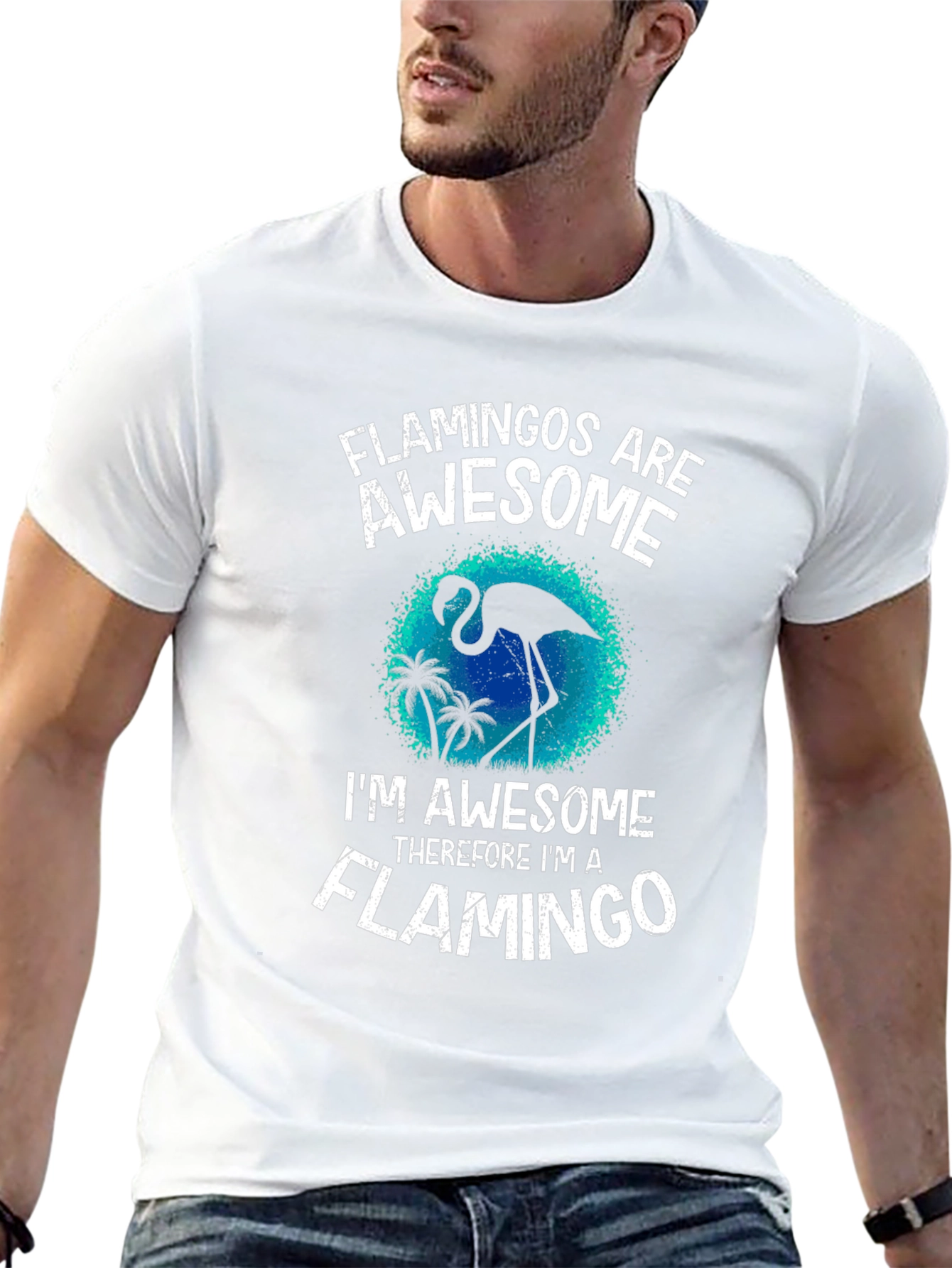 Flamingo Awesome Graphic Tee - Stylish Mens T-Shirt