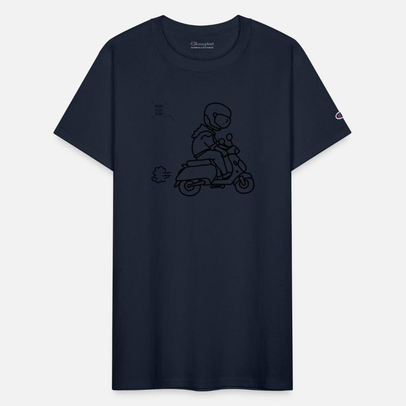 motorbike rider with classic scooter quotes