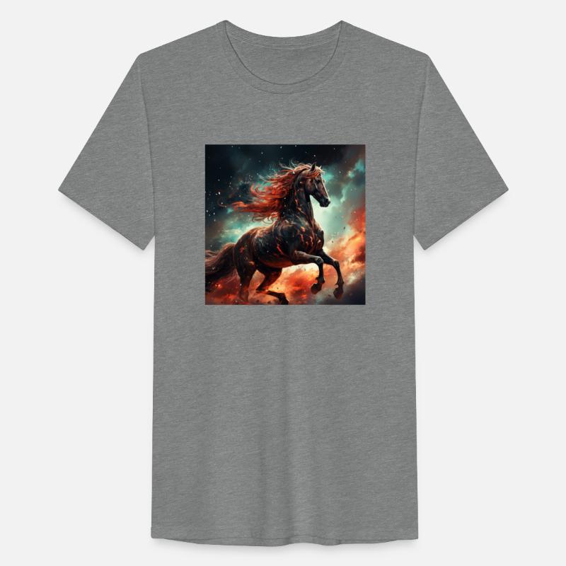 Mythical Horse with Red Hair in the Cosmos