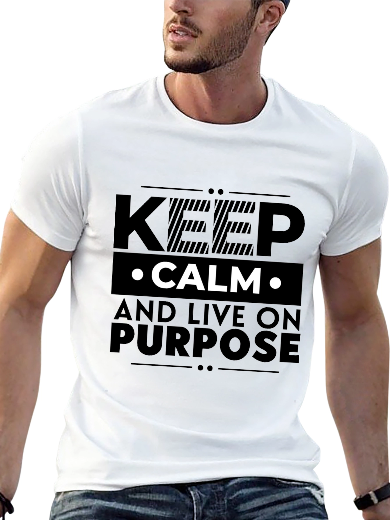 Keep Calm and Live On Purpose Black T-Shirt