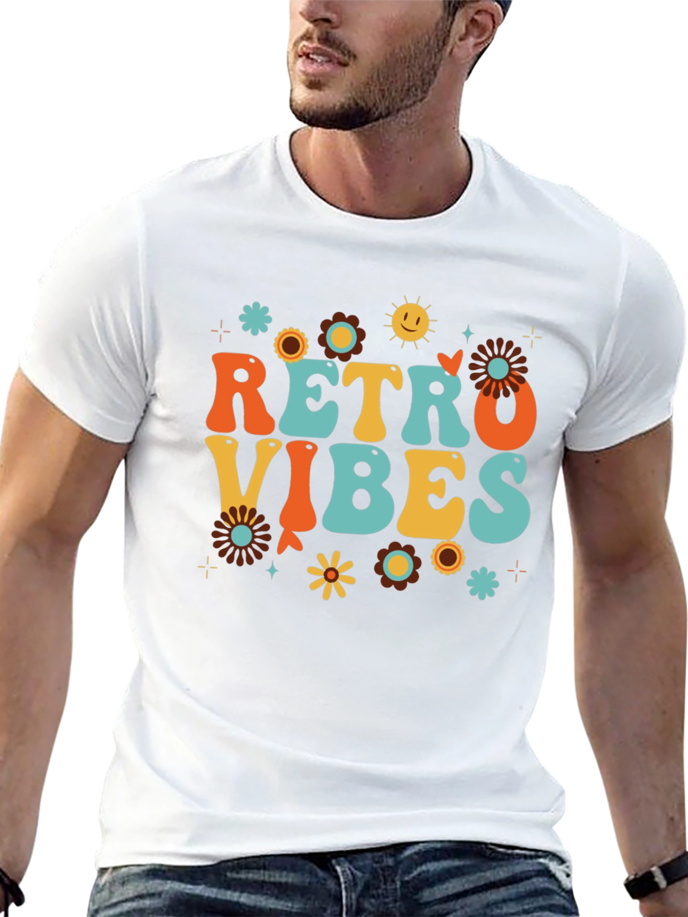 Retro Vibes Graphic Tee - Black Cotton Comfort