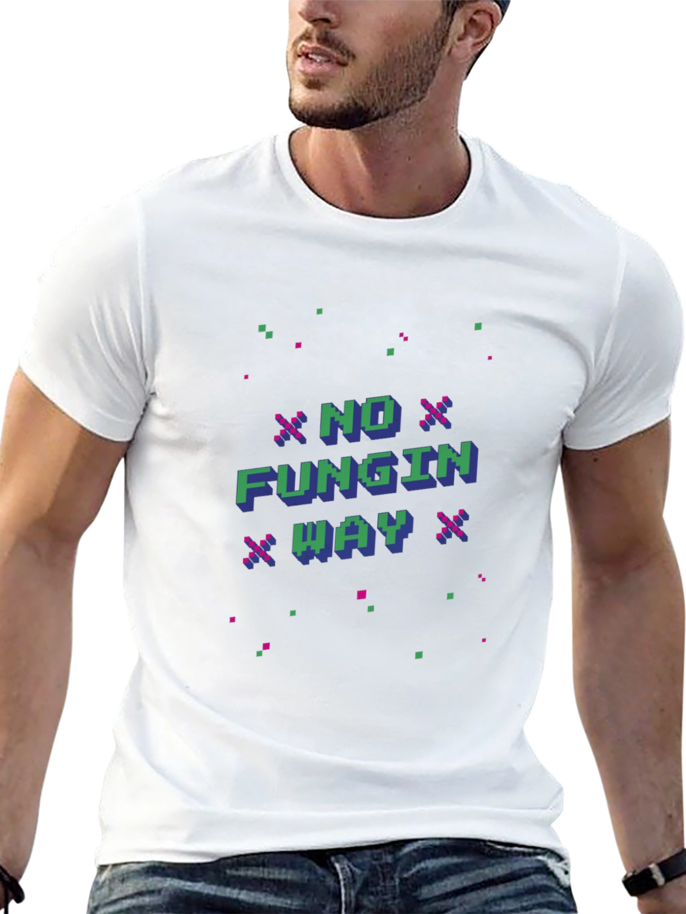 No Fungin Way Pixel Art Black T-Shirt