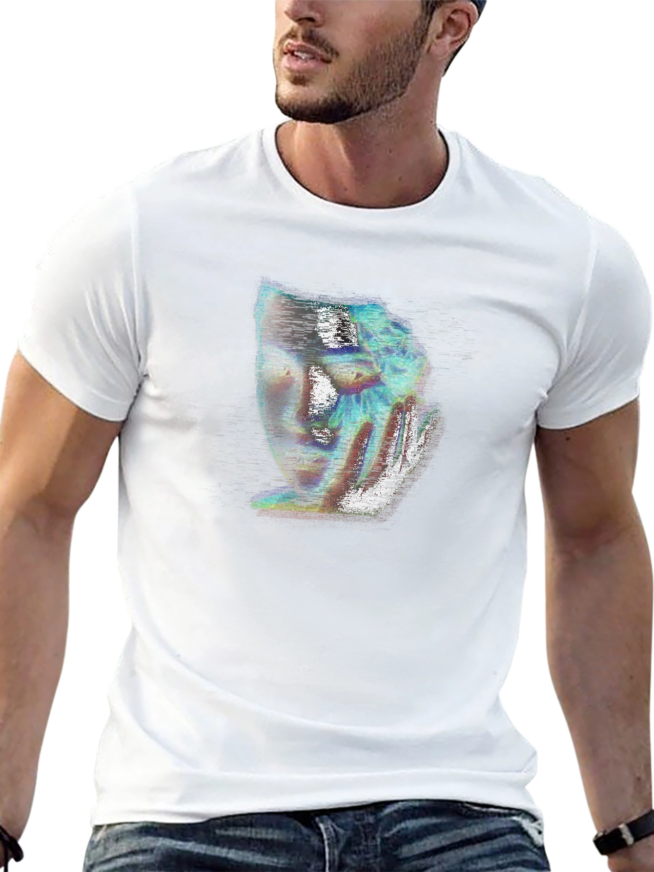 Glitch Art Graphic Tee - Unique Black T-Shirt