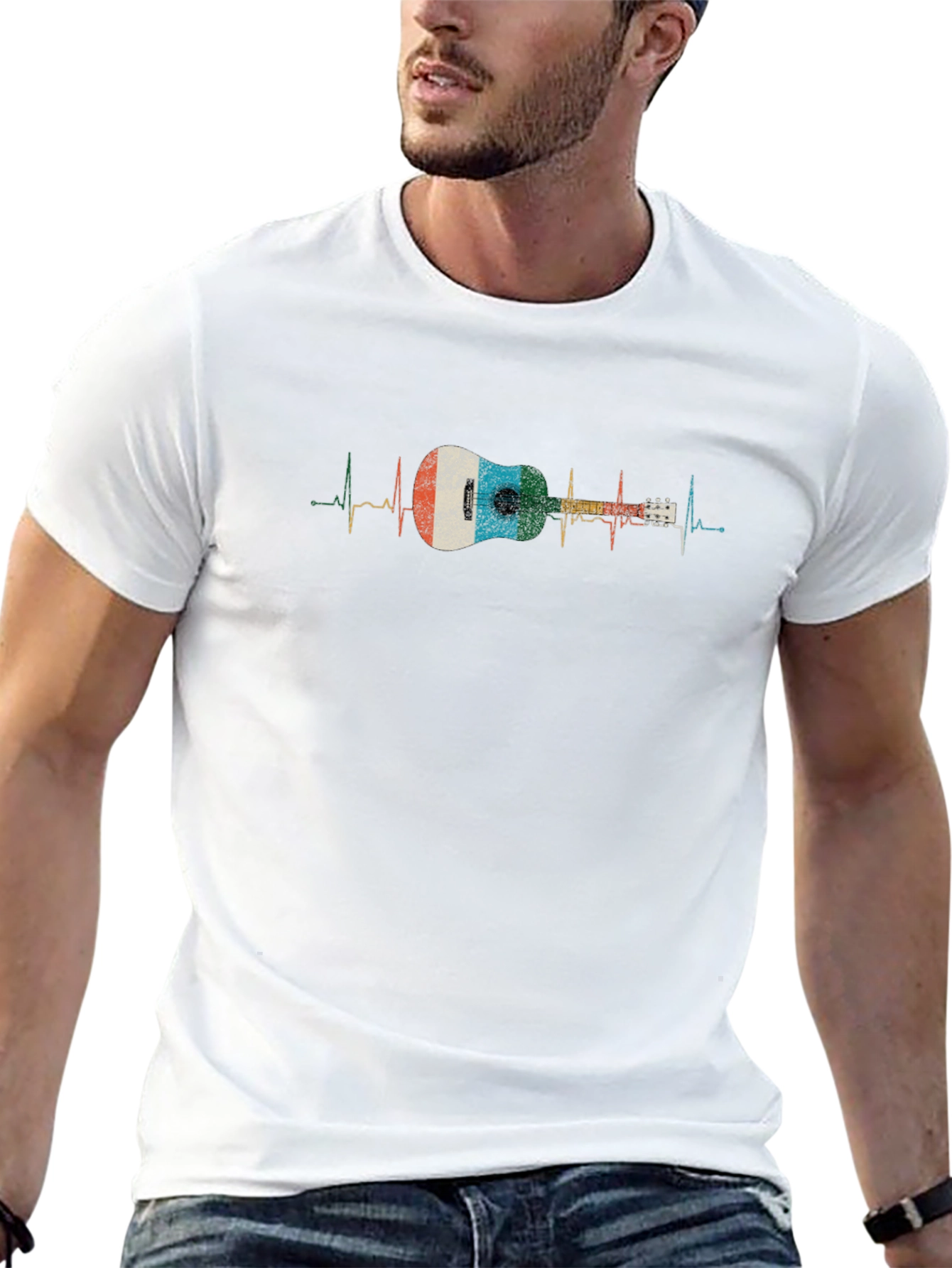 Ukulele Heartbeat Black T-Shirt - Music Lover Gift