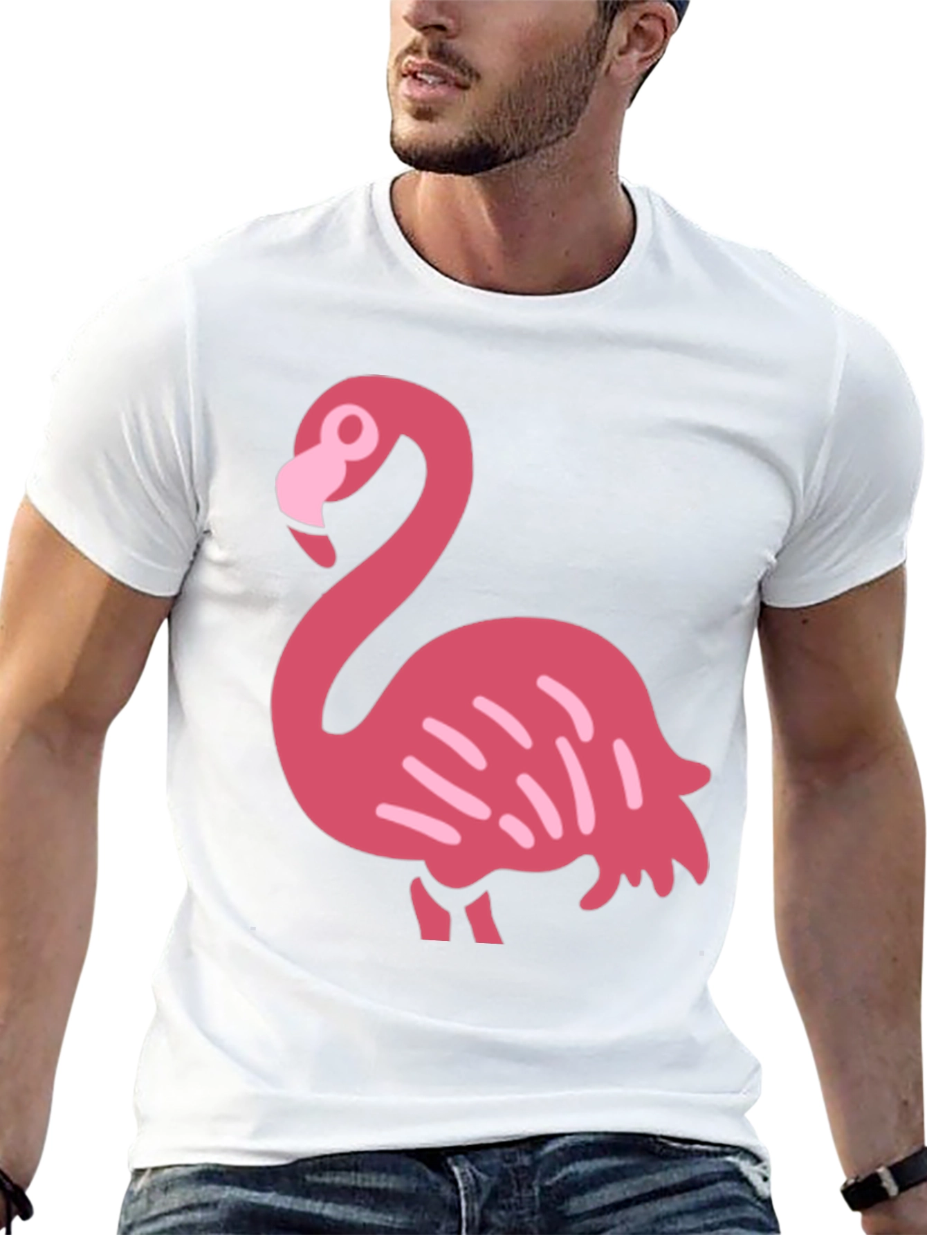 Fun Flamingo Graphic Tee - Black Cotton T-Shirt