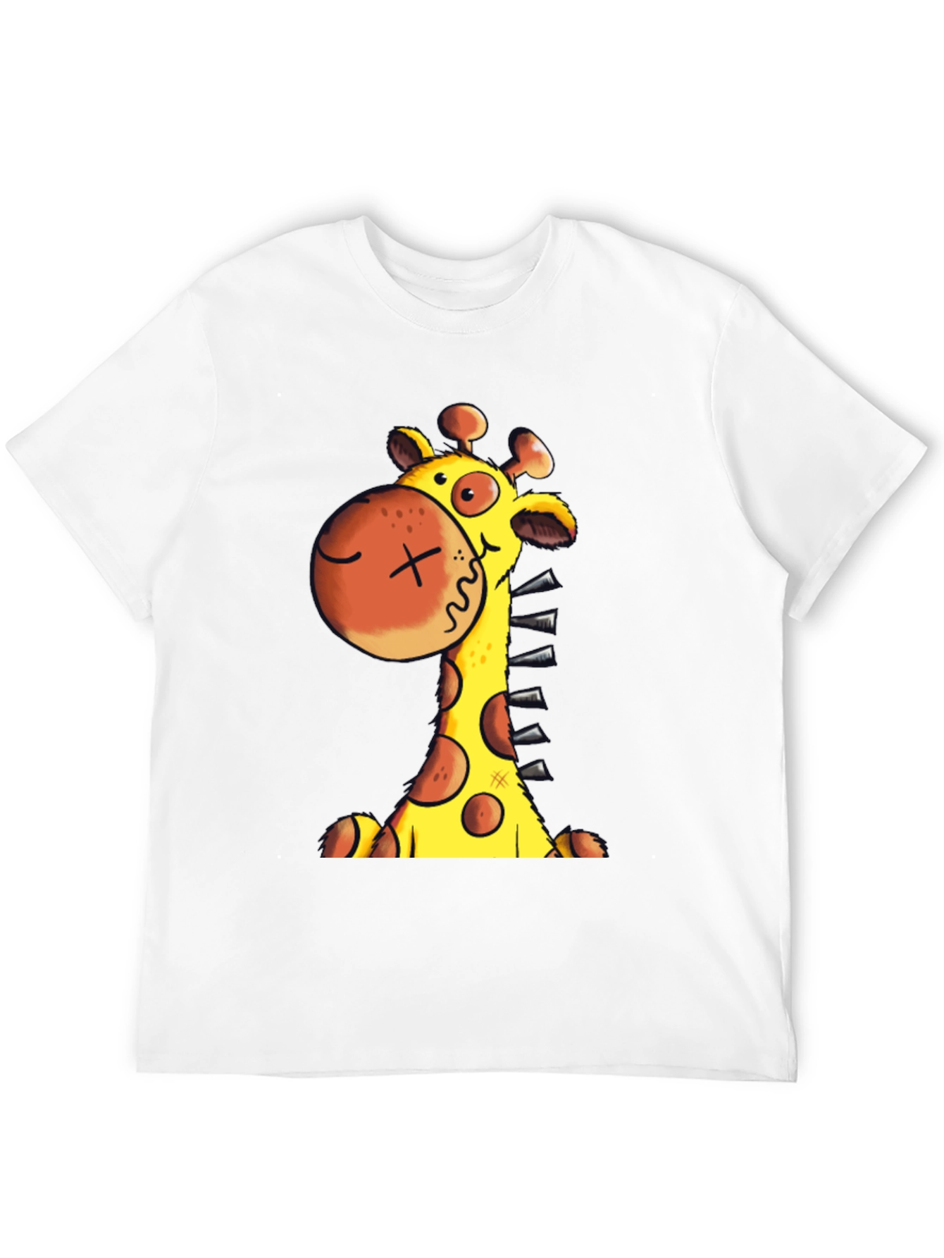 Cartoon Giraffe Graphic T-Shirt - Unisex Black Tee
