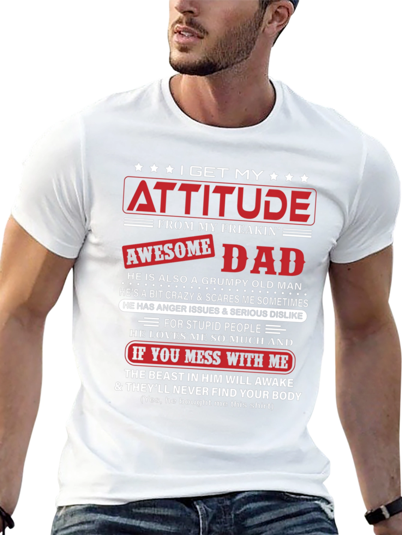 Attitude Awesome Dad Graphic T-Shirt