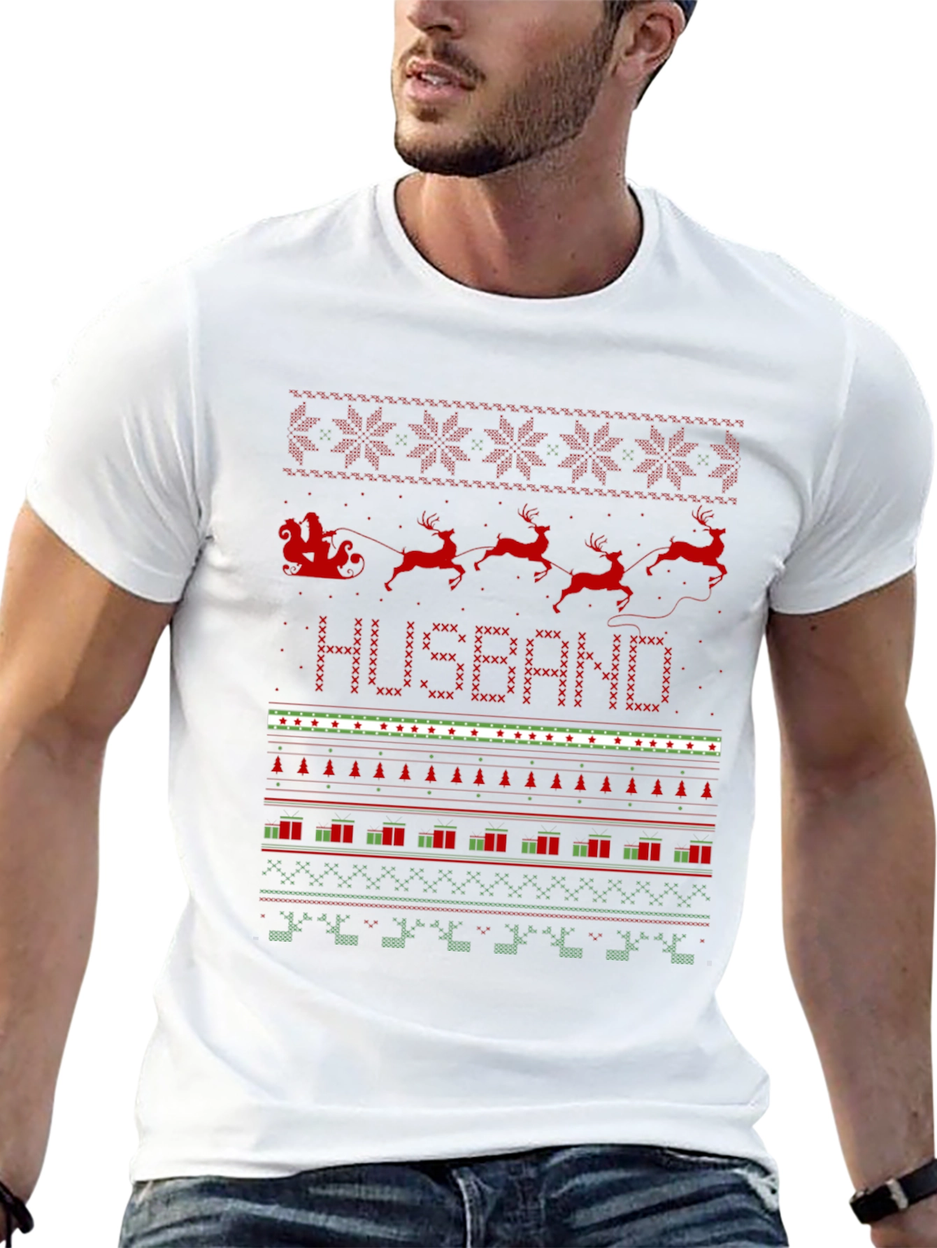 Husband Ugly Christmas Sweater Style T-Shirt