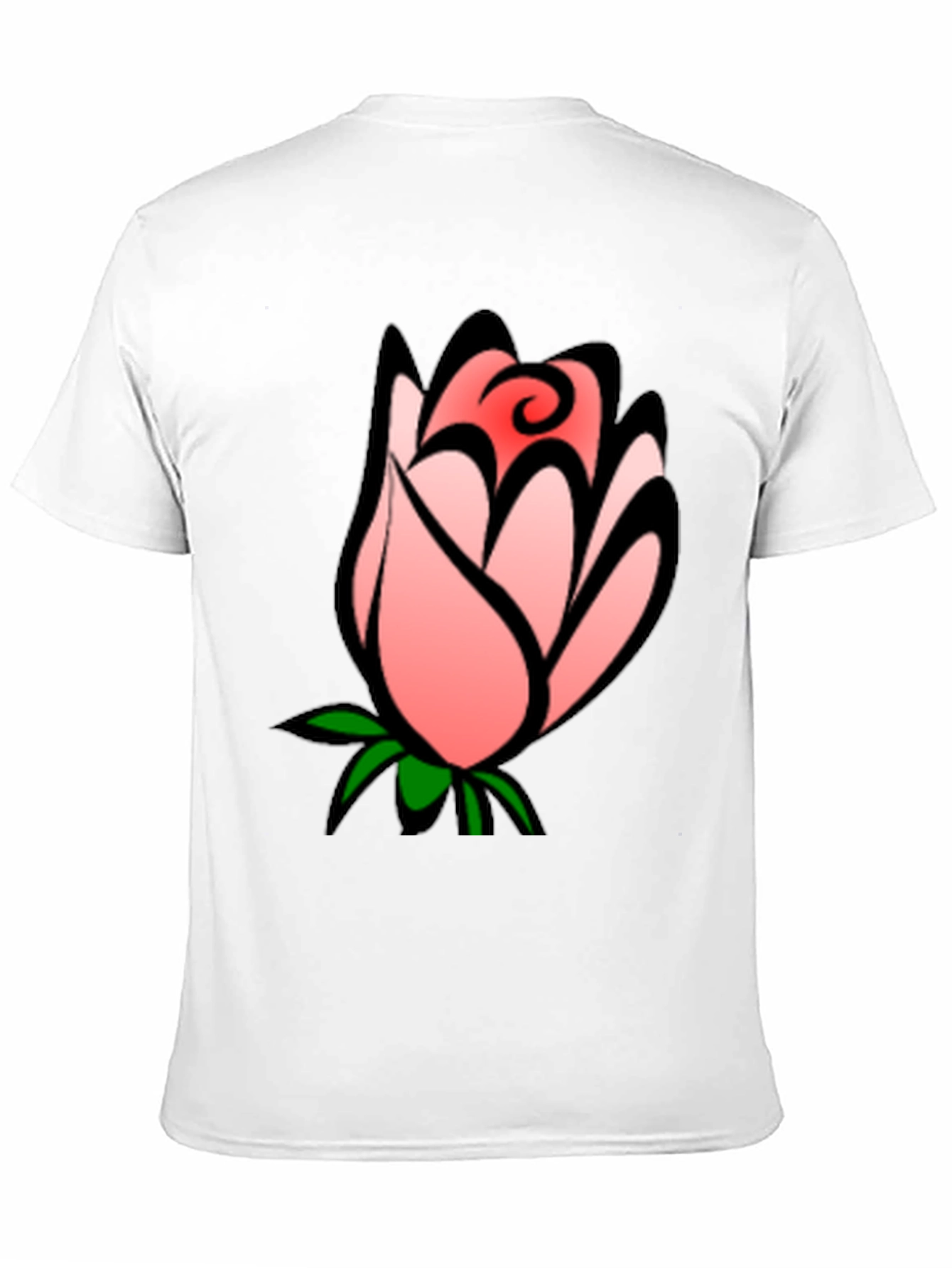 Floral Rose Bud Graphic Black T-Shirt