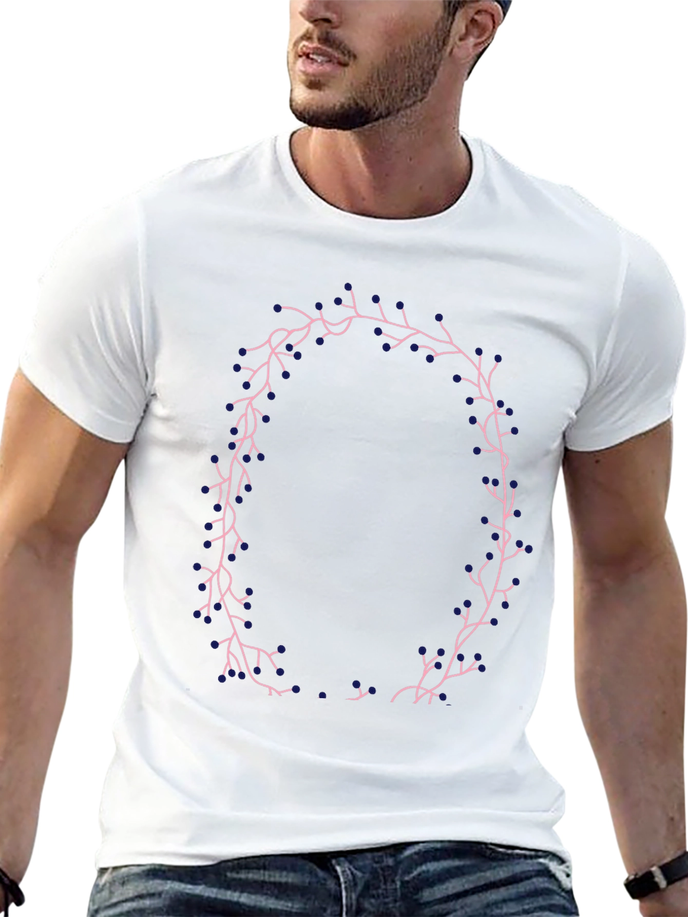 Floral Wreath Graphic Tee - Black Casual T-Shirt