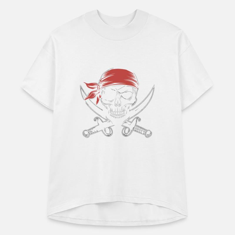 Pirate Skull Crossbones Red Bandana Jolly Roger
