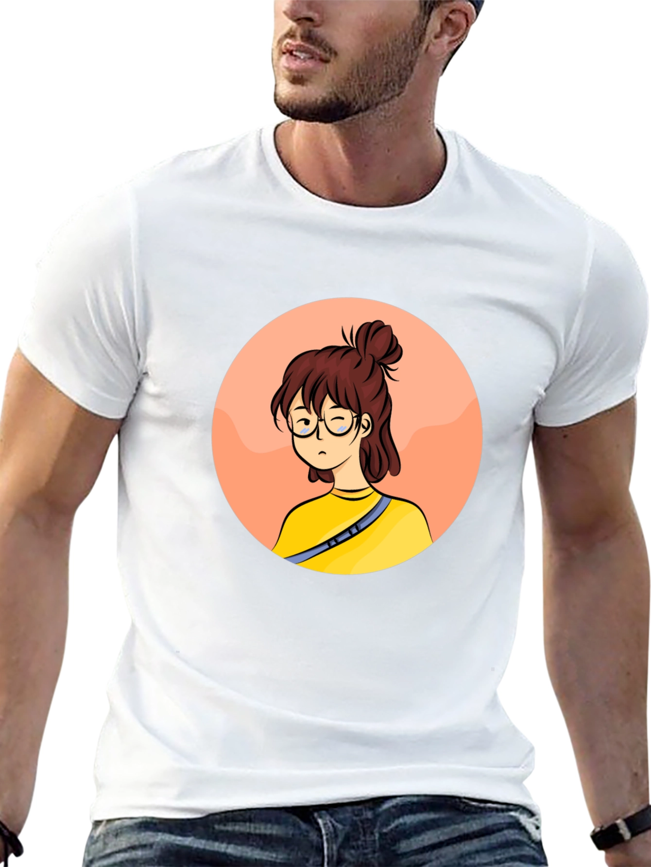Cartoon Girl Graphic Black T-Shirt
