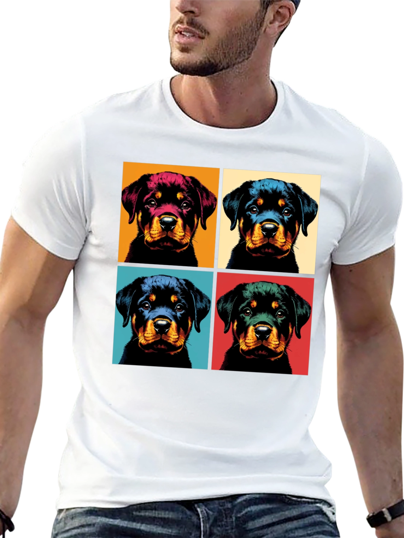 Rottweiler Pop Art Black T-Shirt
