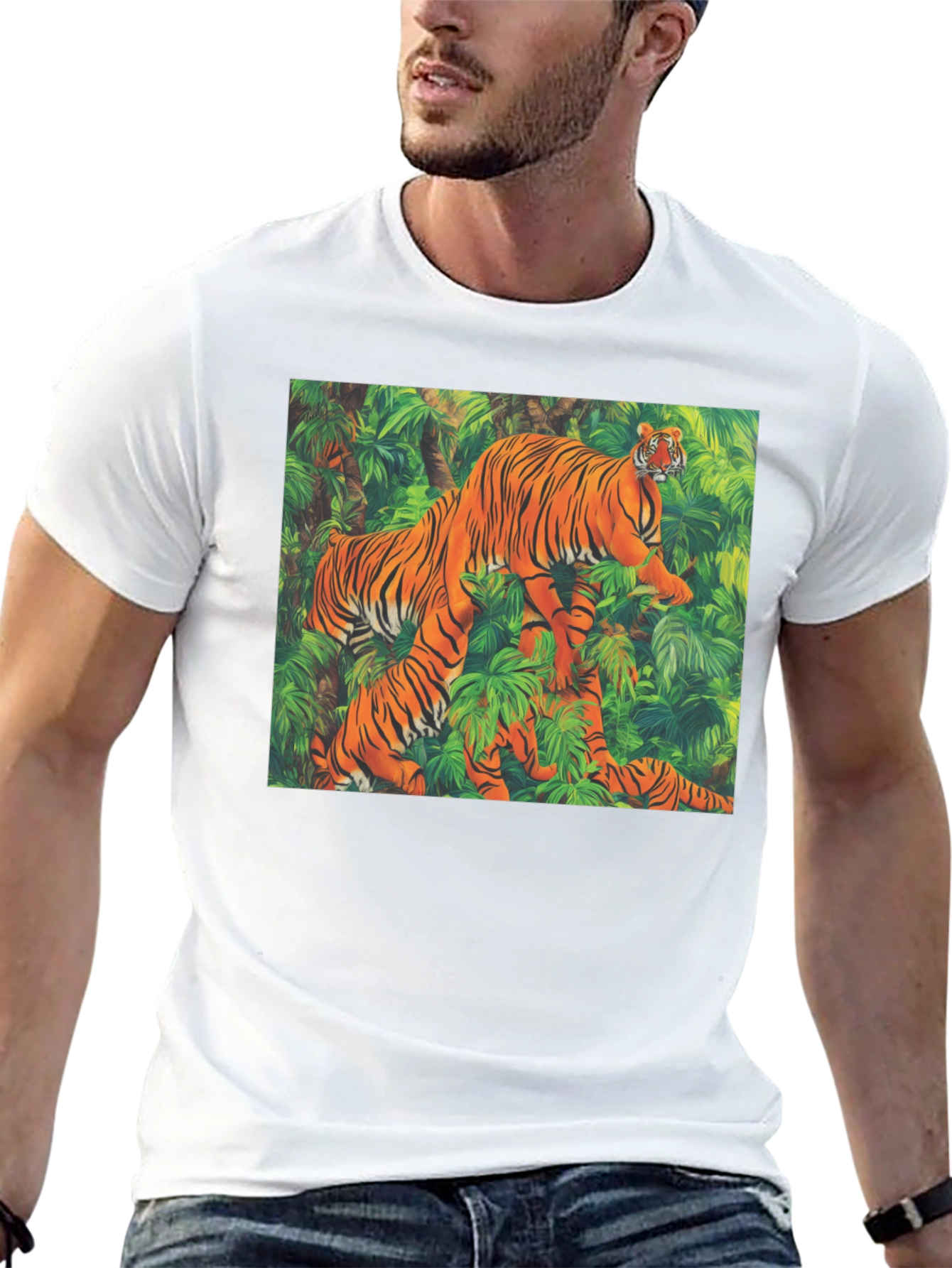 Tiger Jungle Graphic Tee - Unique Animal Print Shirt