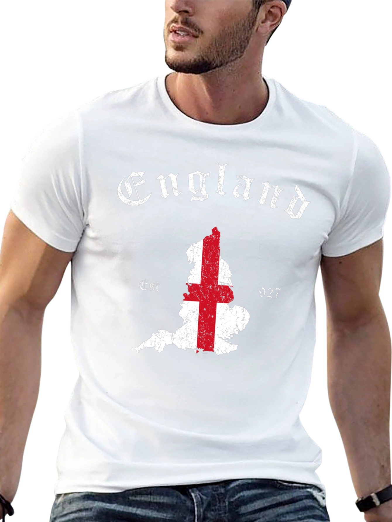 England Flag Graphic Tee - Black Cotton T-Shirt