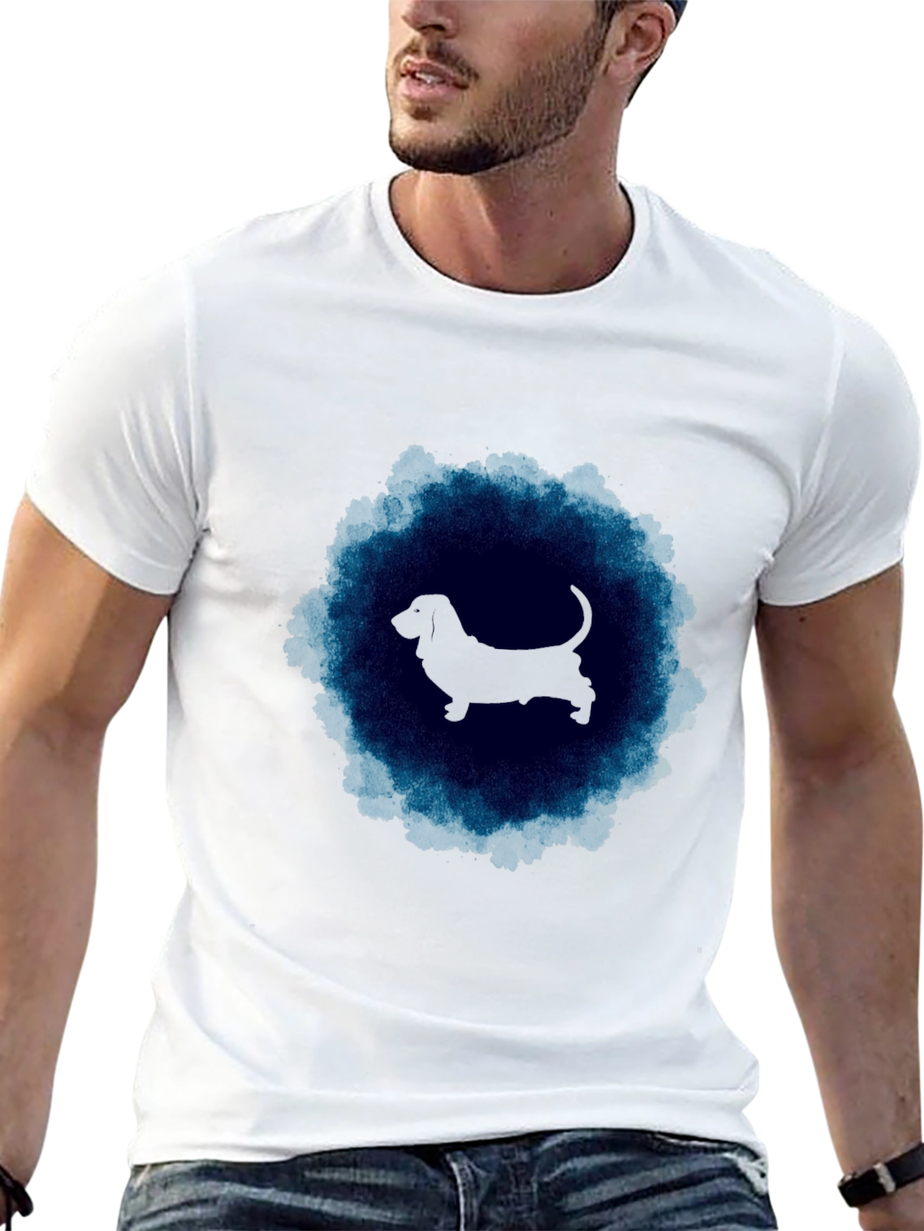 Dog Silhouette Graphic T-Shirt - Modern Style