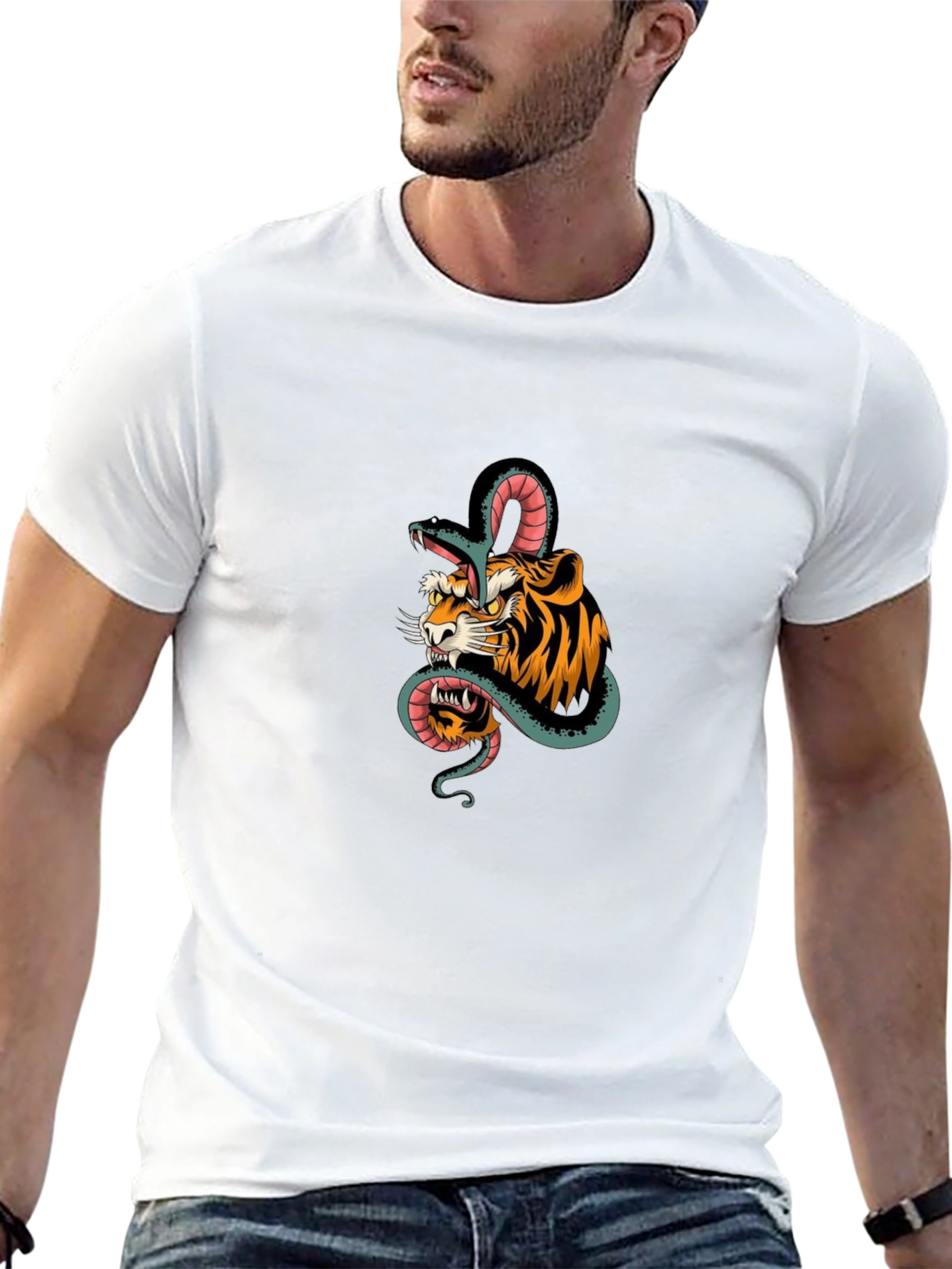 Tiger & Snake Graphic Black Tee