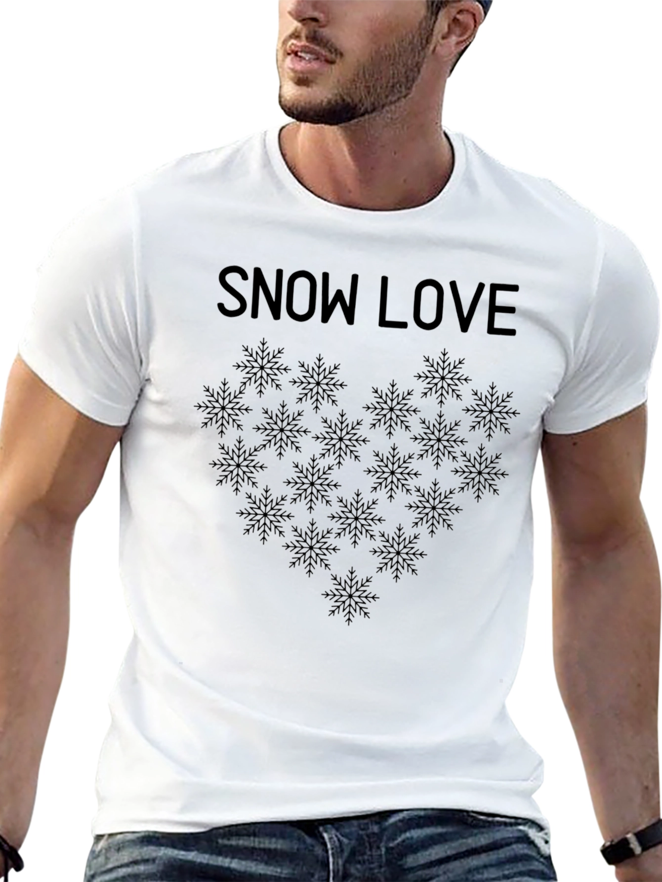 Snow Love Snowflake Heart Graphic T-Shirt