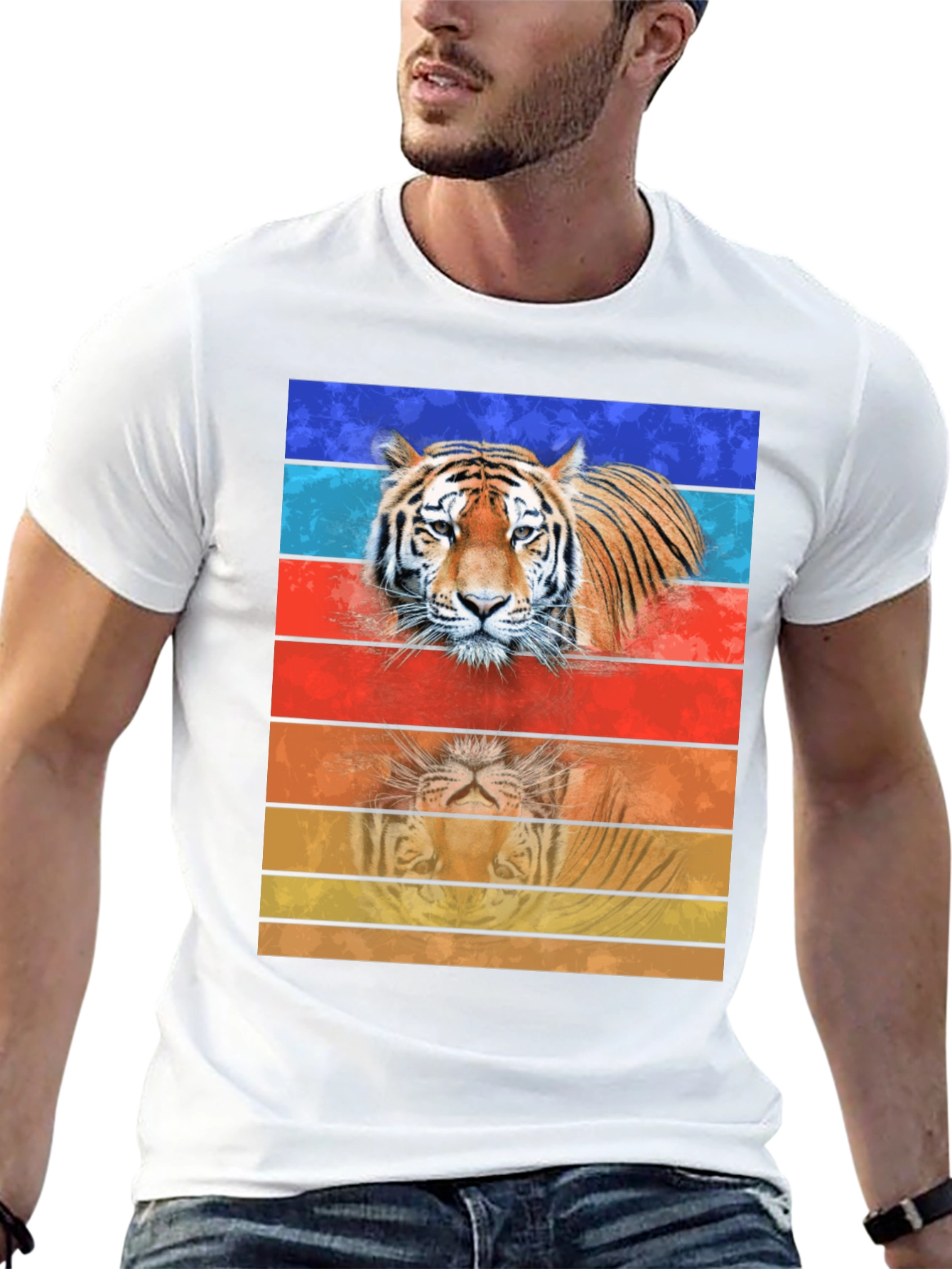 Tiger Retro Striped T-Shirt