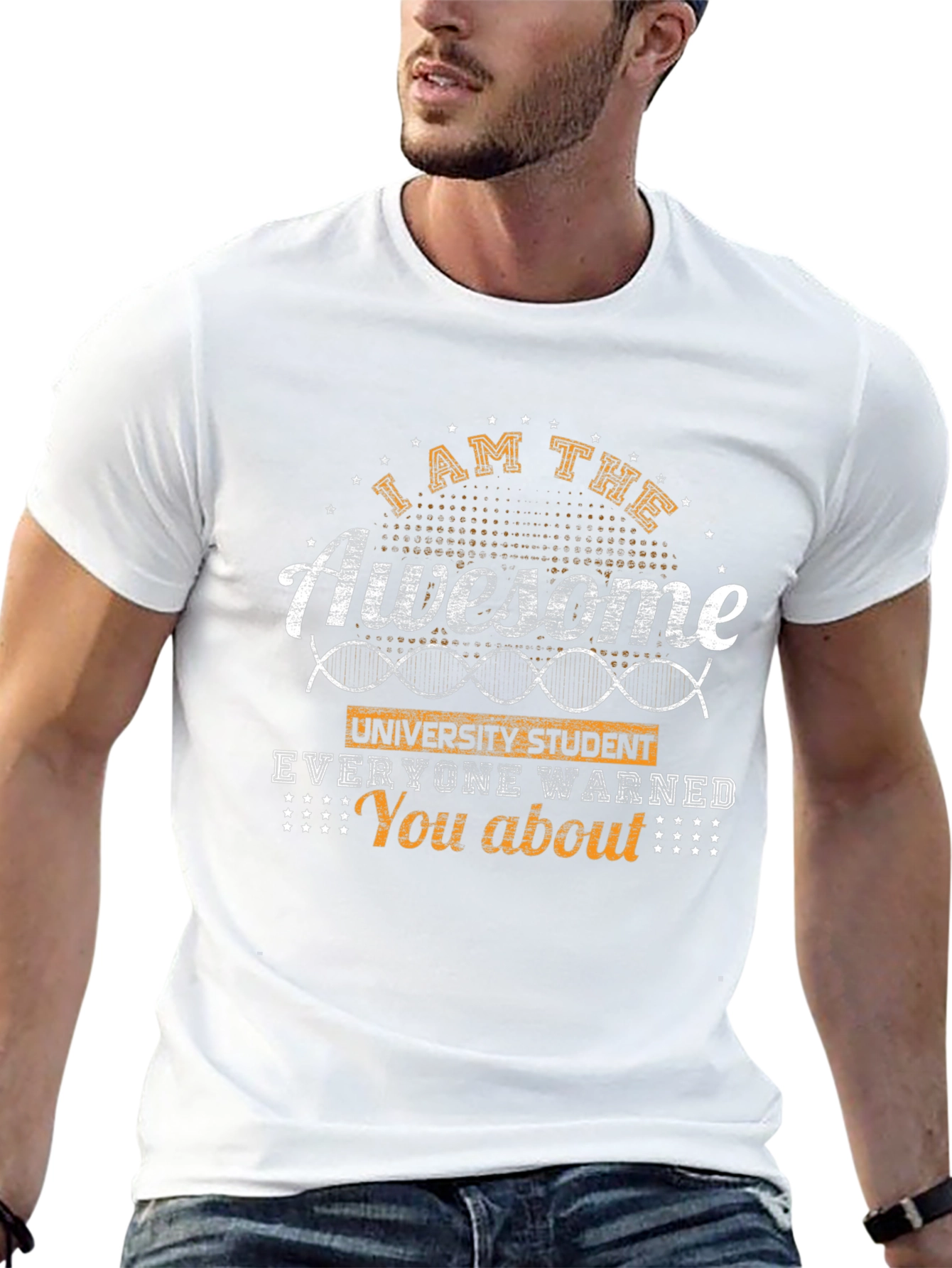 Awesome University Student Black Graphic Tee