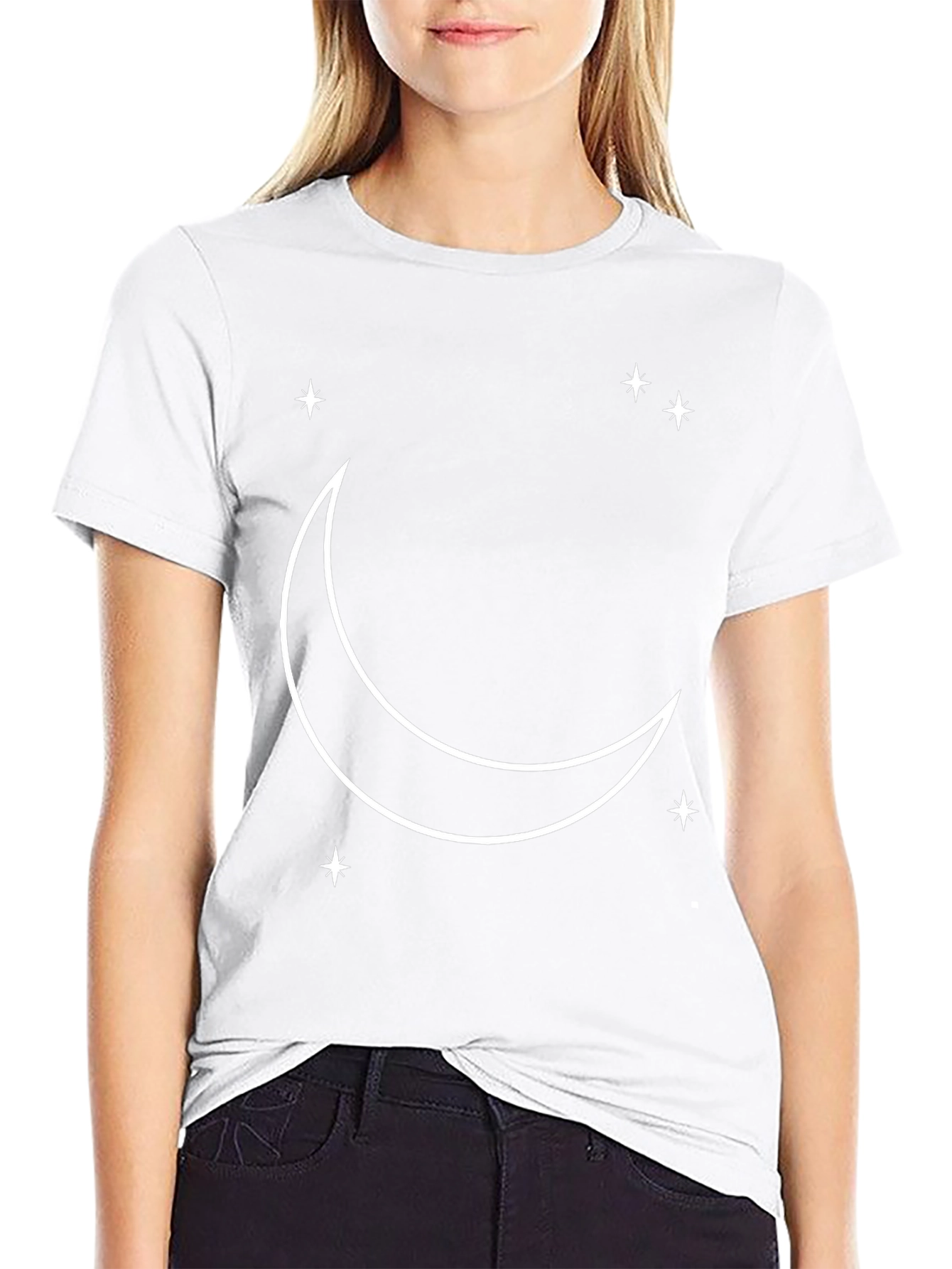 Celestial Moon & Stars Black Graphic Tee