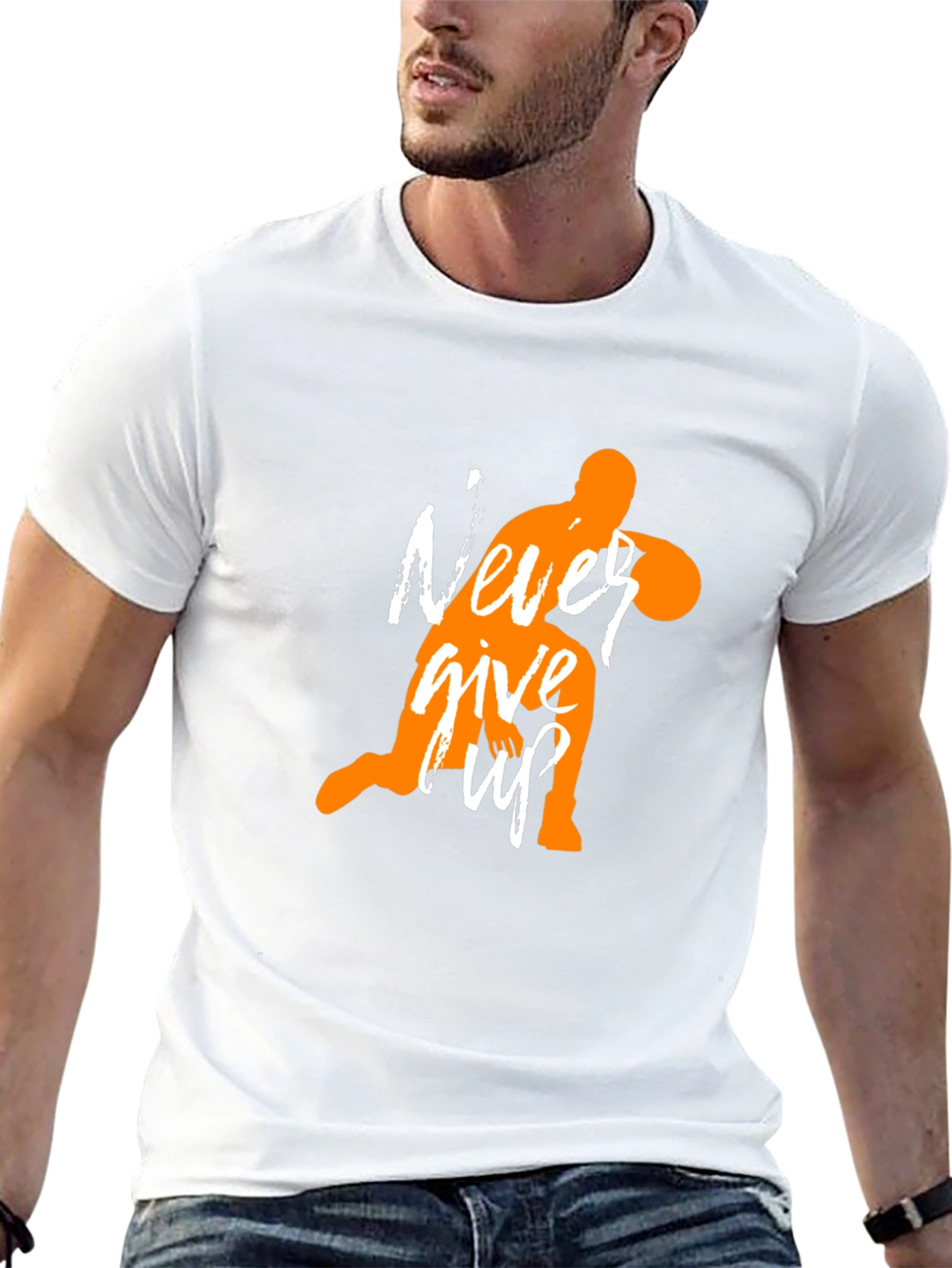 Never Give Up T-Shirt: Inspirational Basketball Design