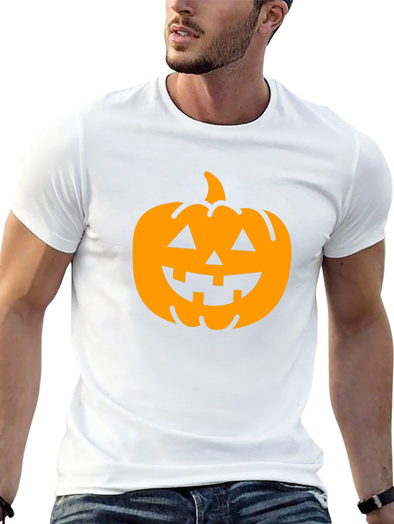 Halloween Pumpkin Graphic Tee - Black