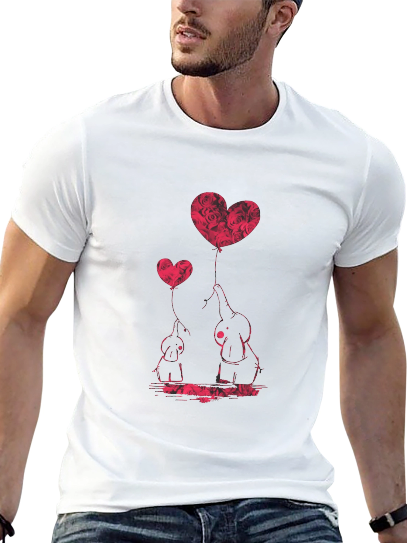 Elephant Love Heart Balloon Graphic Tee