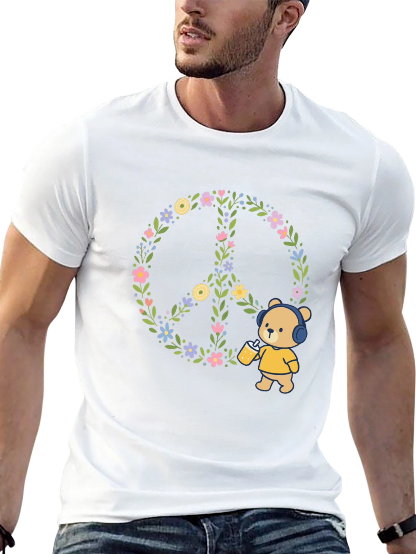 Peace Bear Graphic Tee - Stylish Comfort