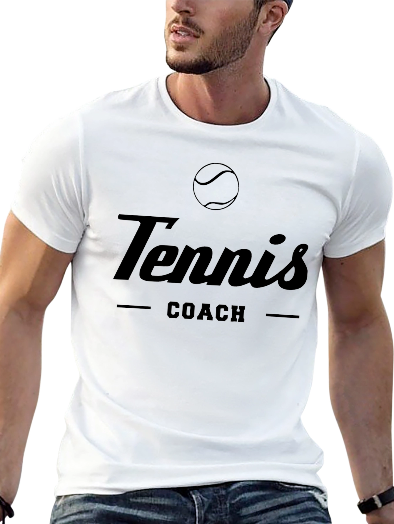 Tennis Coach Graphic Tee - Black Cotton T-Shirt