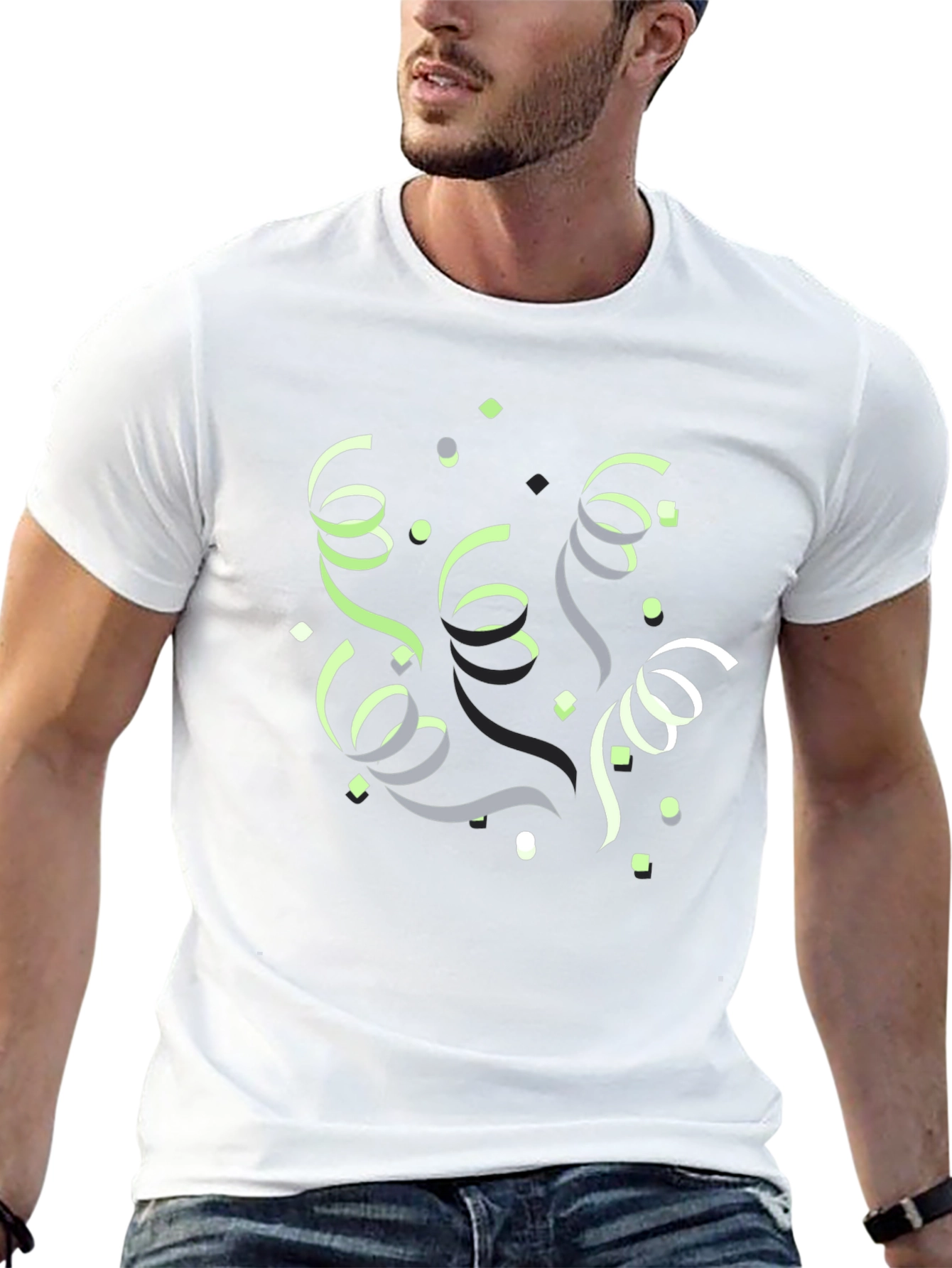 Festive Confetti Graphic T-Shirt - Black