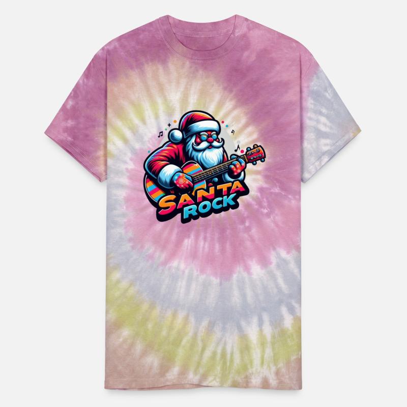 santa rock play the guitar