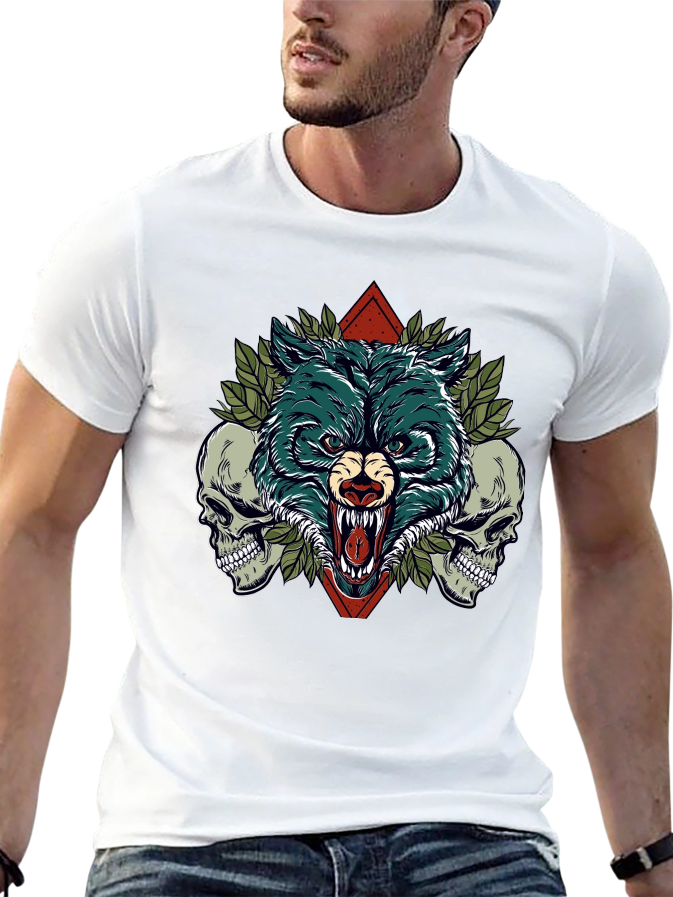 Wolf and Skulls Graphic Tee