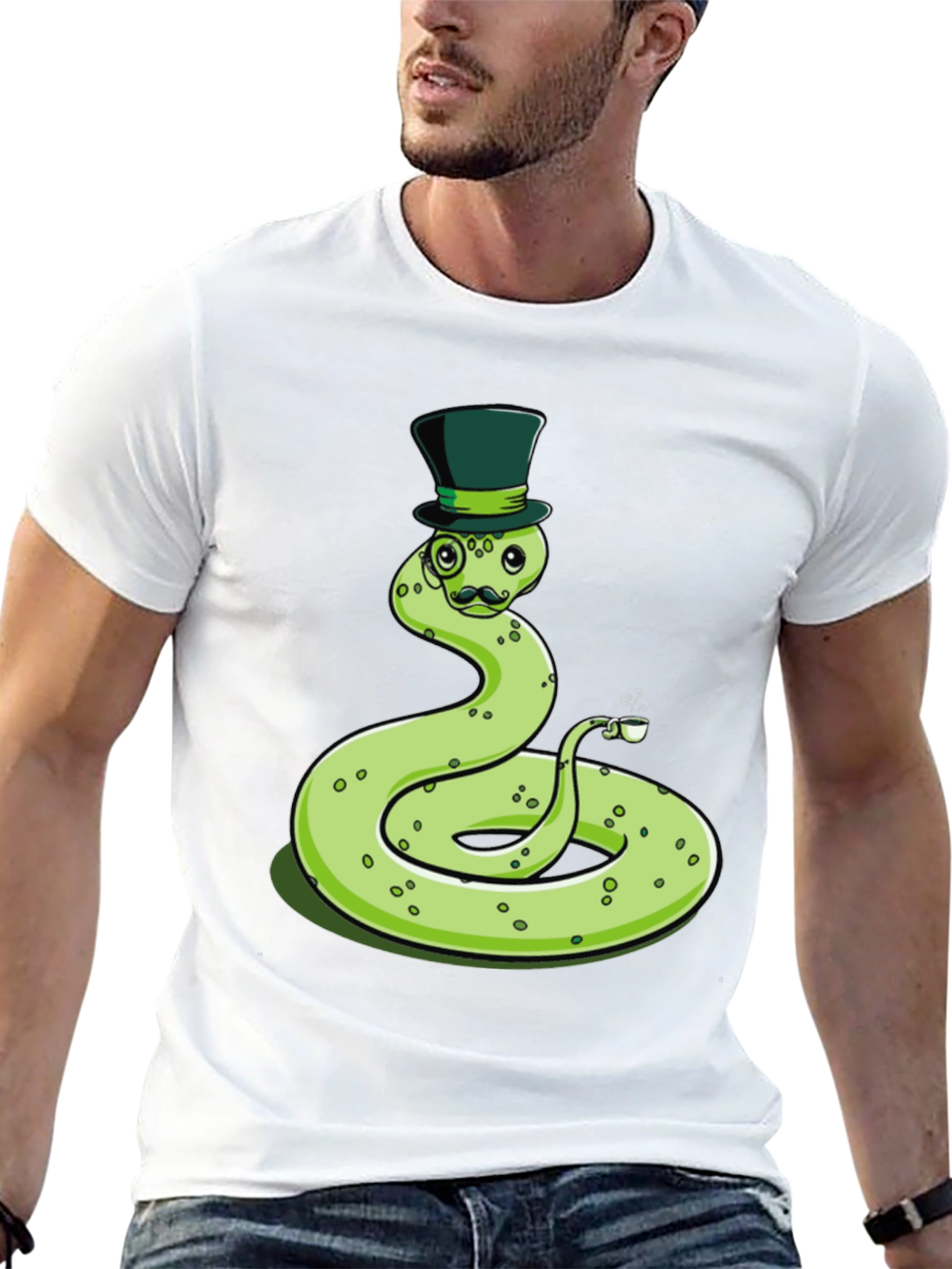 Dapper Snake Tee - Gentleman Reptile Top Hat Monocle