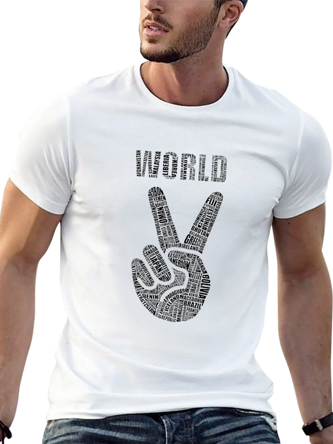 World Peace Sign T-Shirt - Country Names Design
