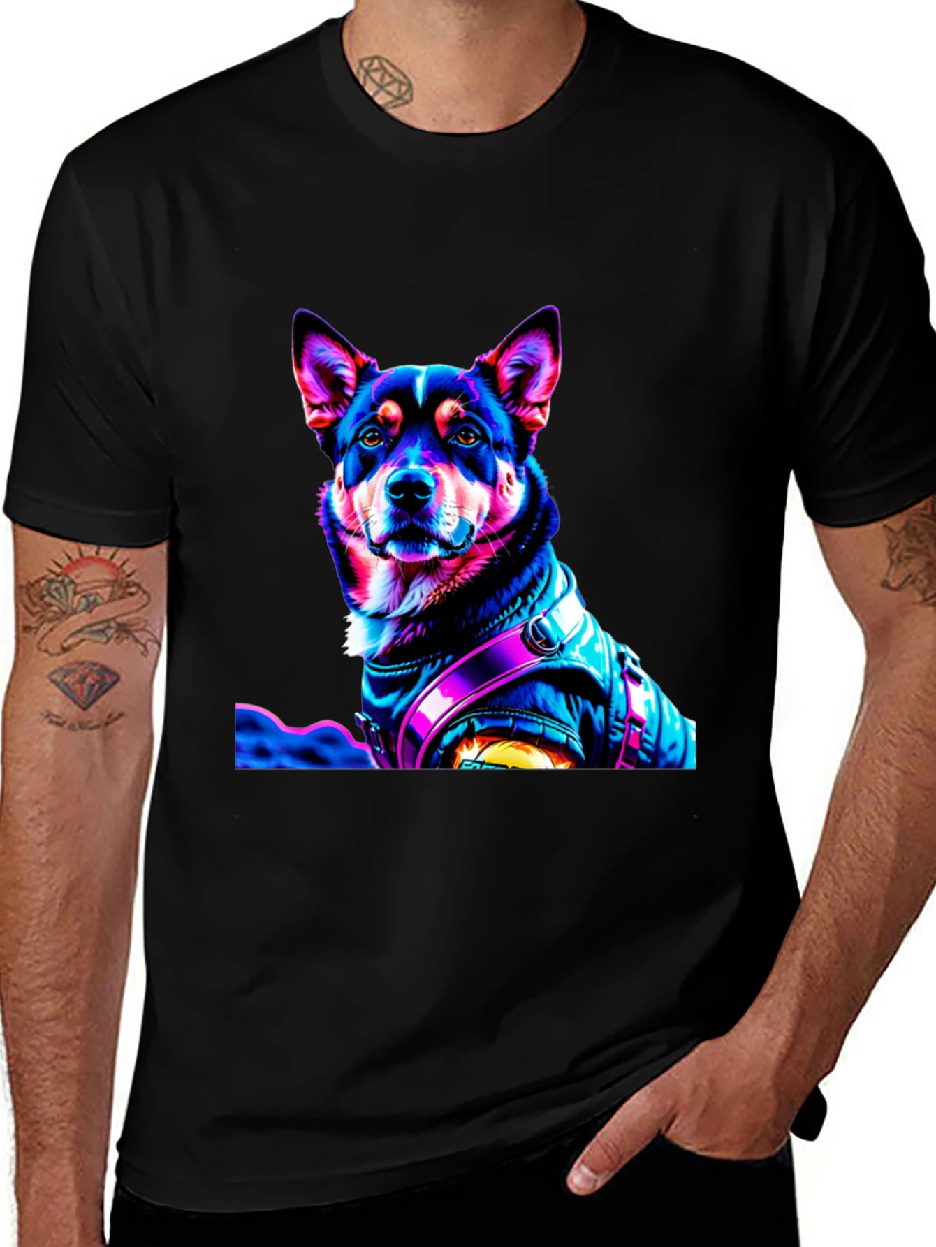 Dog in Jacket Graphic T-Shirt