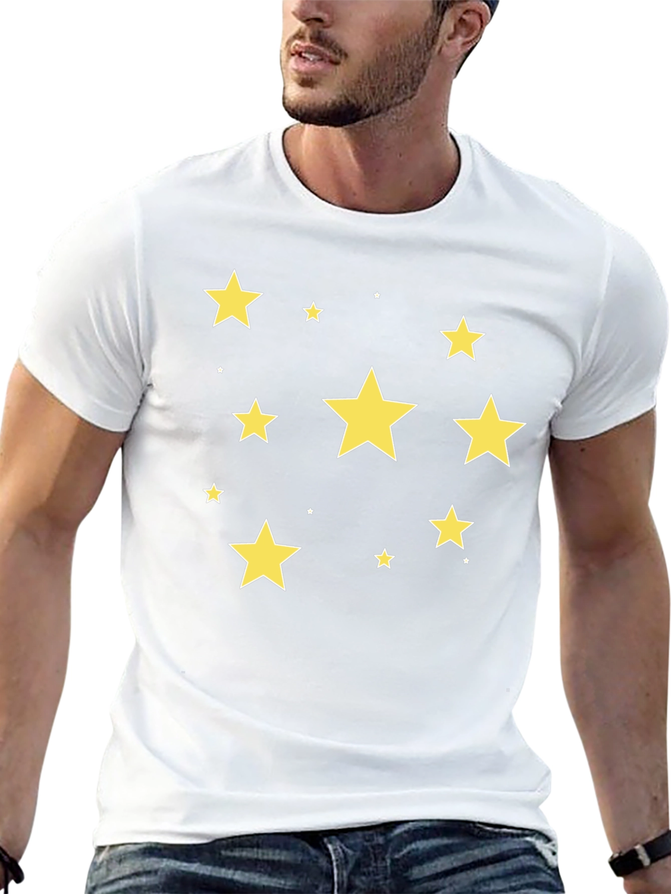 Starry Night T-Shirt - Black Cotton Crew Neck