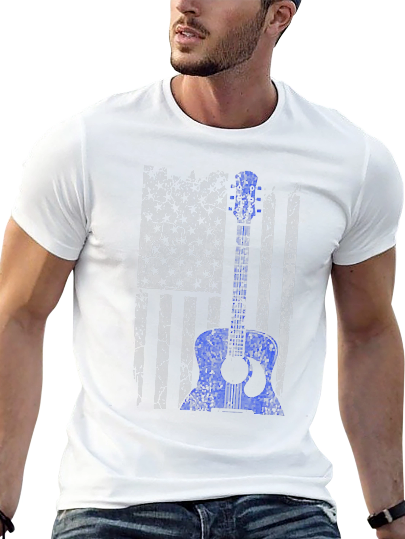 Distressed American Flag Guitar T-Shirt