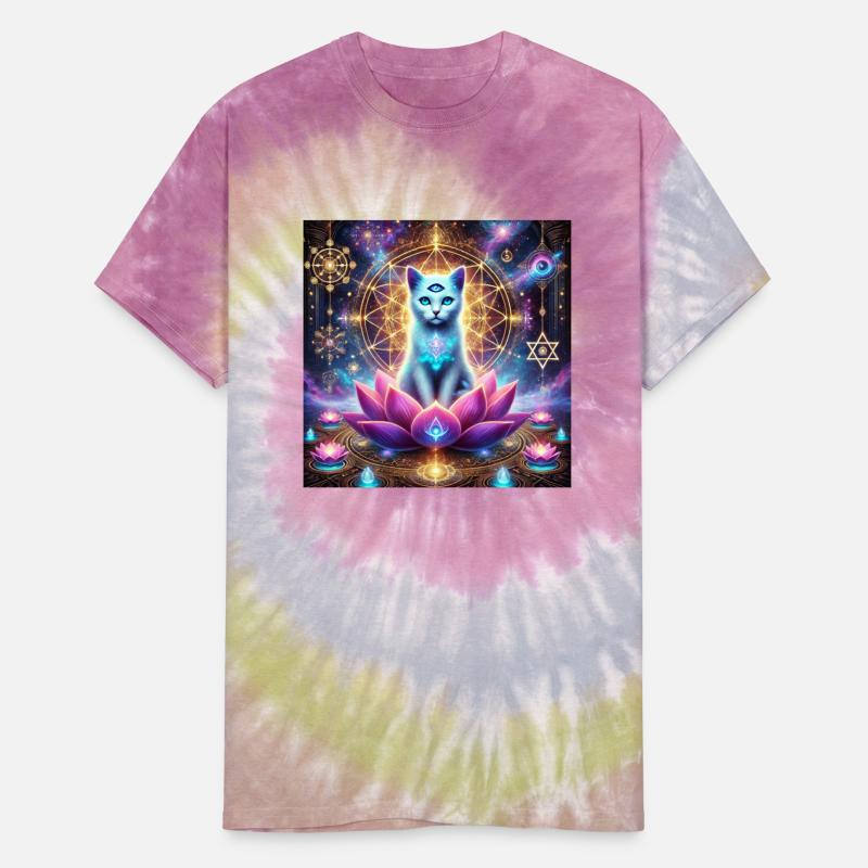 Third Eye Cosmic Cat with Lotus and Galaxy Light