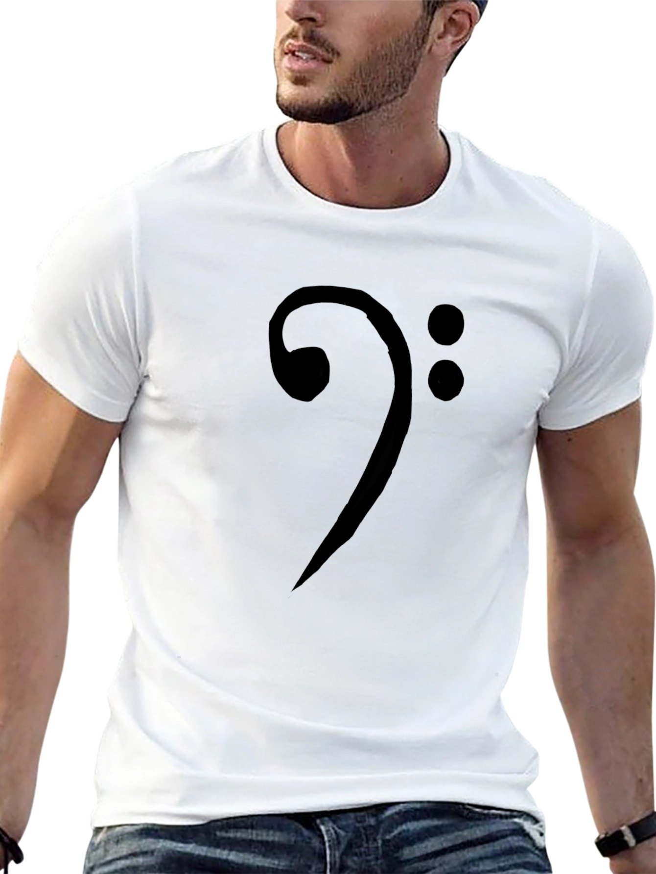 Bass Clef Black Graphic T-Shirt