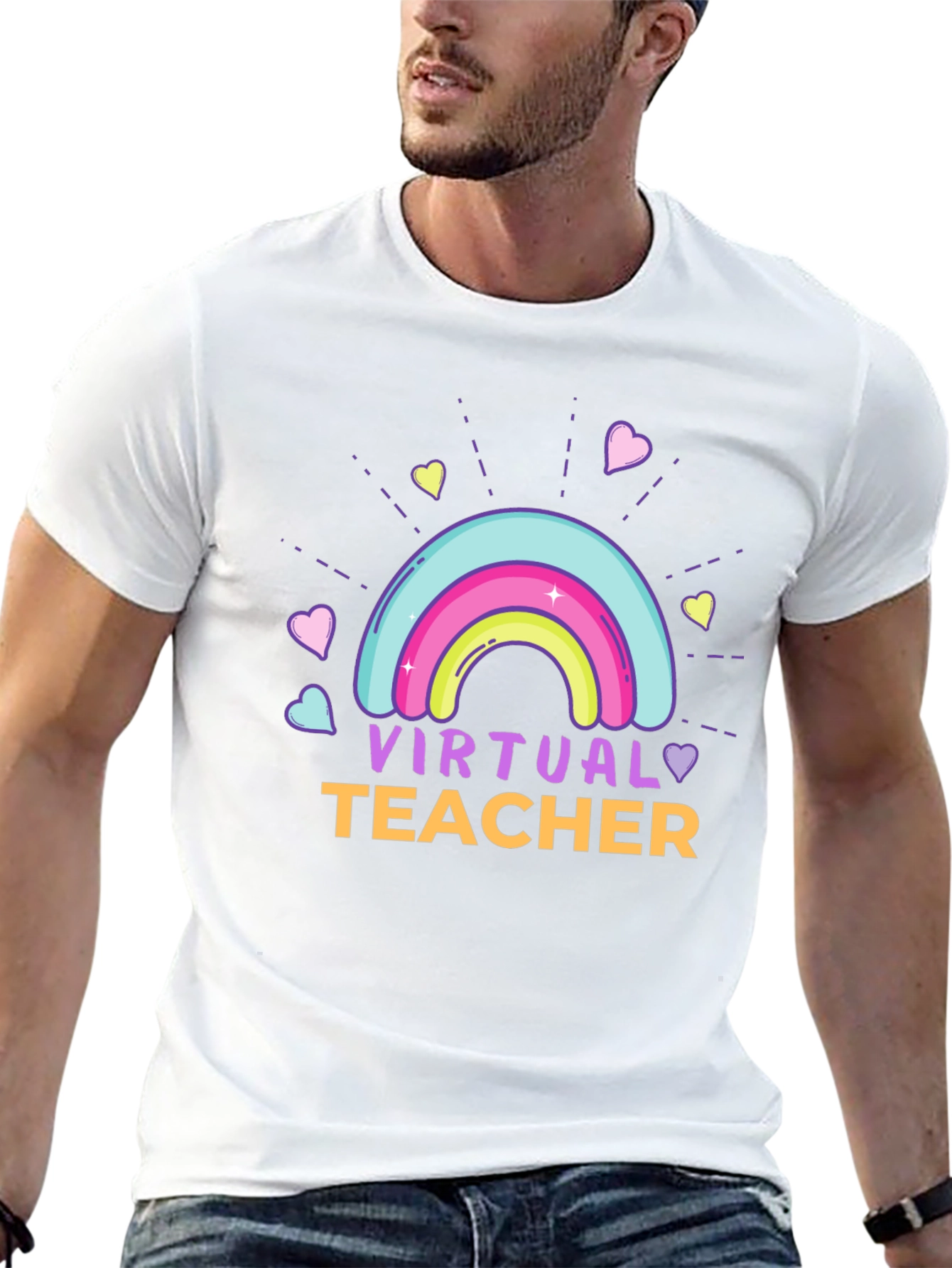 Virtual Teacher Rainbow Graphic T-Shirt